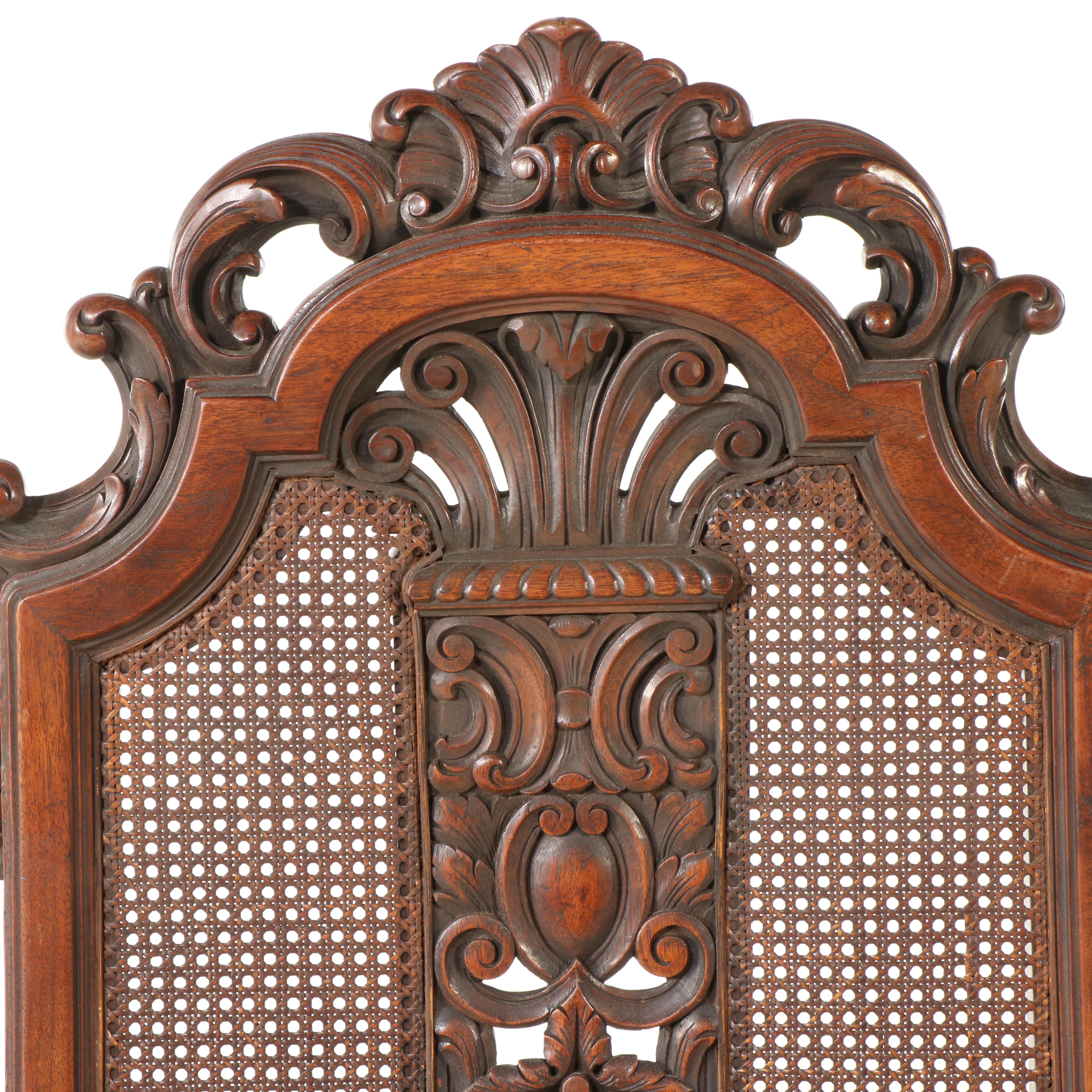 Spanish Baroque Style Walnut Dining Table and Ten Chairs, 20th Century