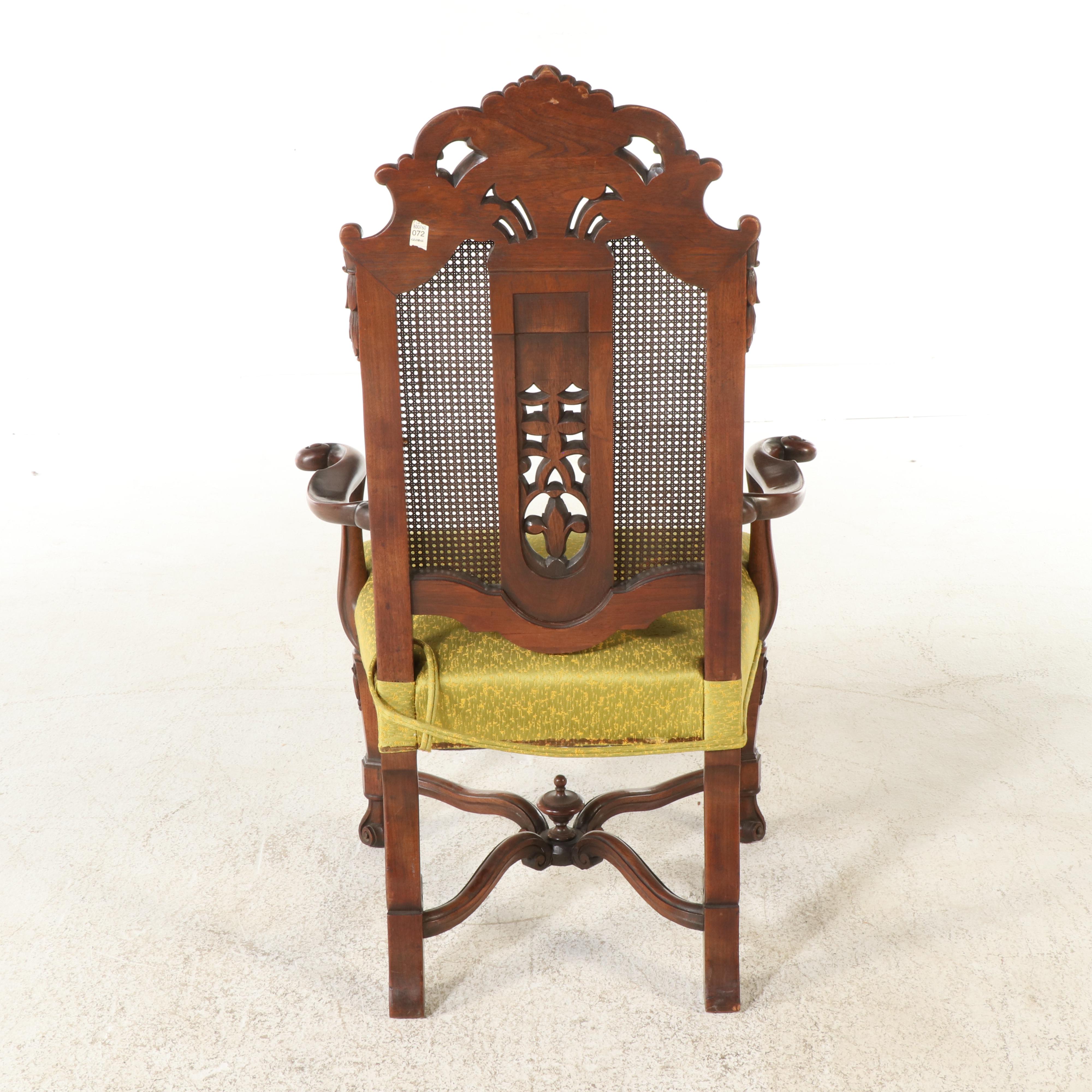 Spanish Baroque Style Walnut Dining Table and Ten Chairs, 20th Century