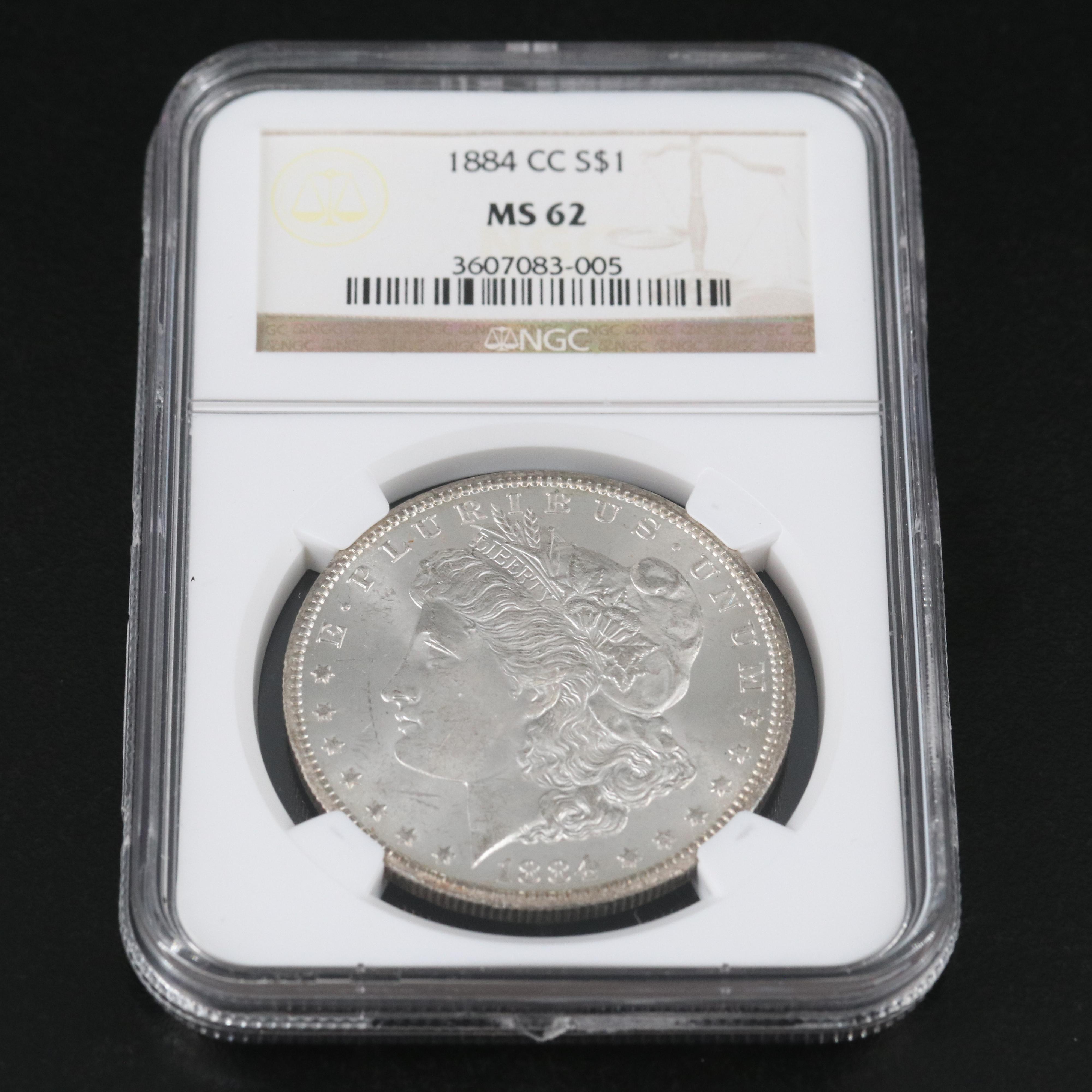 NGC MS62 1884-CC Morgan Silver Dollar