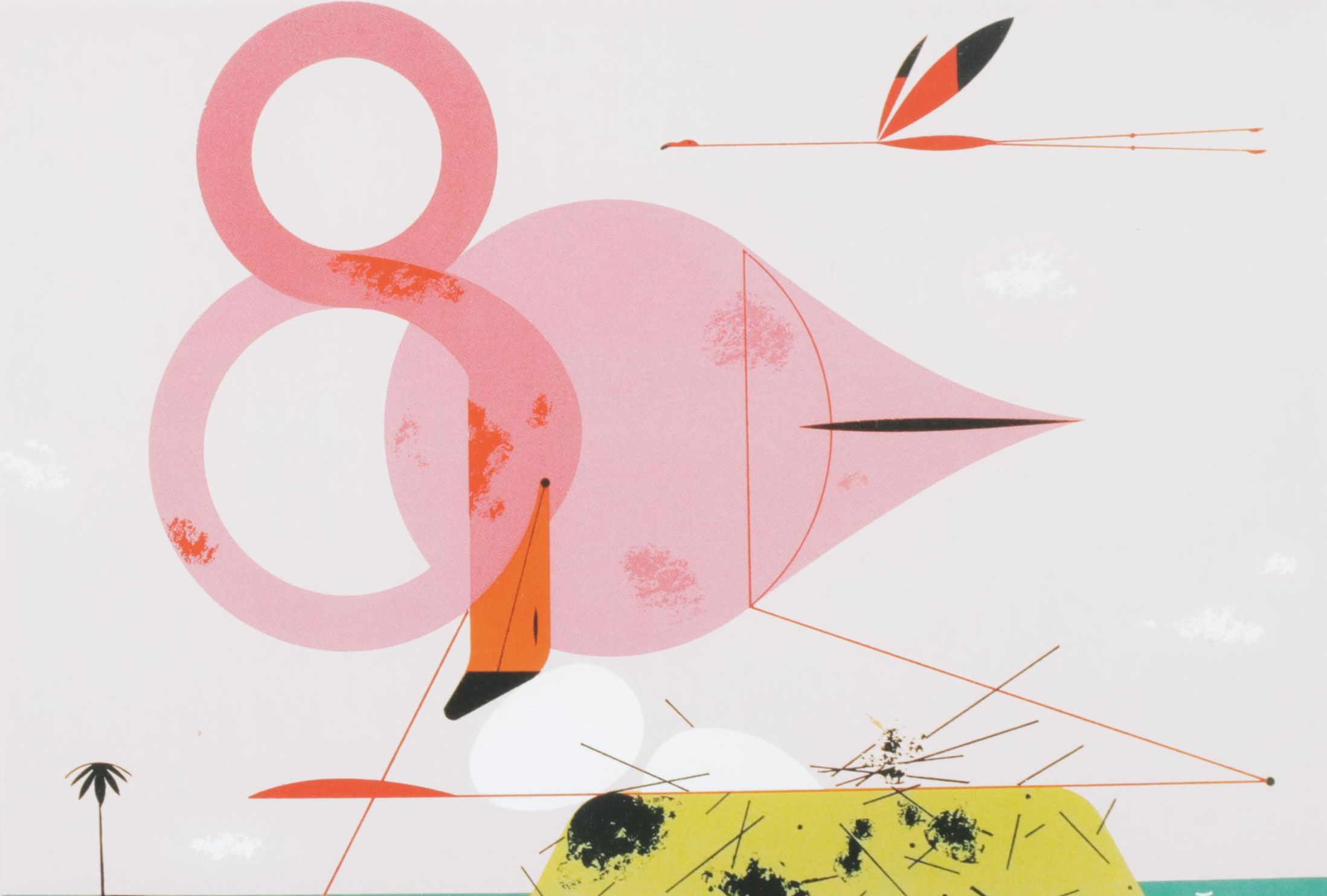 Charley Harper Ford Times Offset Lithograph "Flamingo", 1958