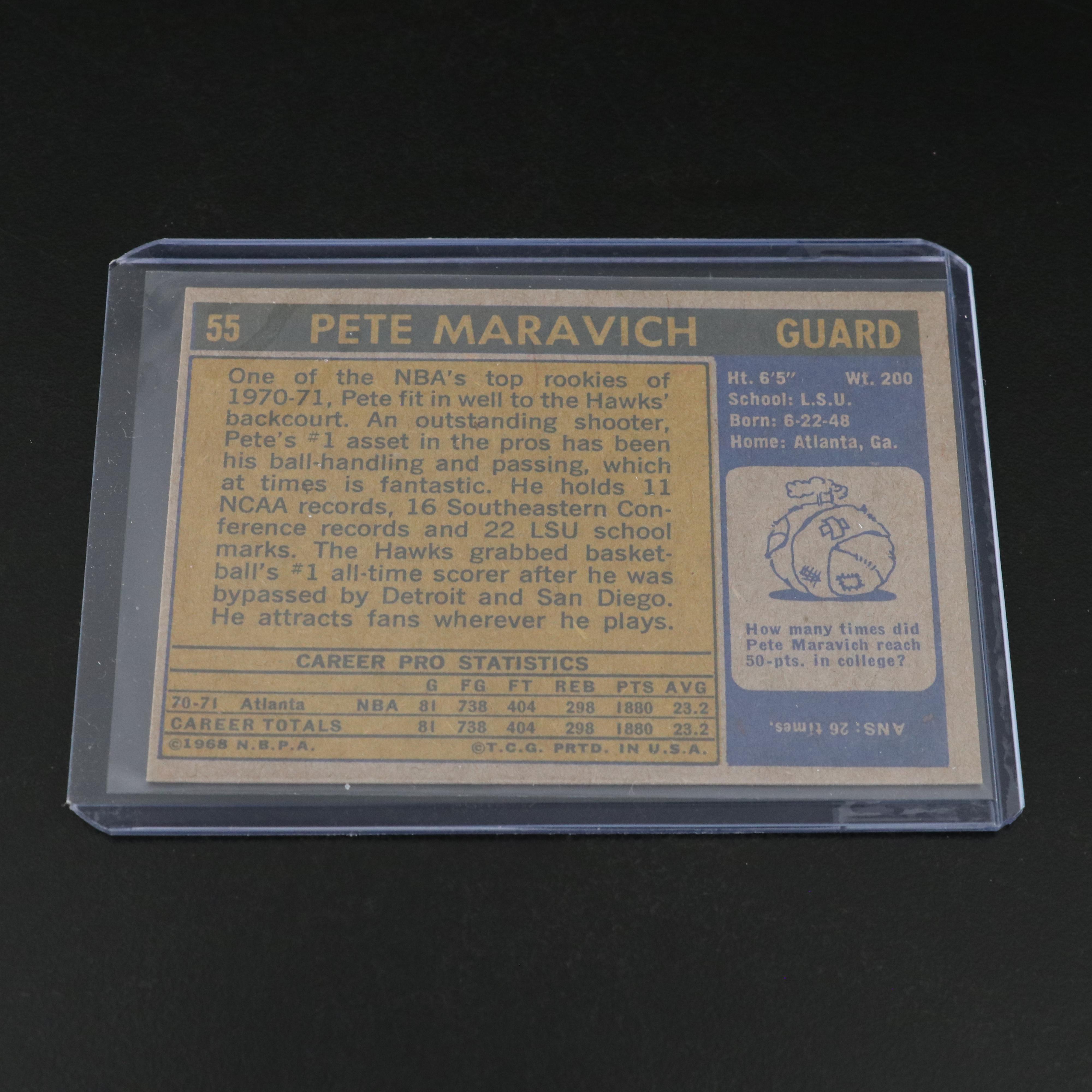 1971-72 Topps Kareem Abdul-Jabbar and Pete Maravich Basketball Cards