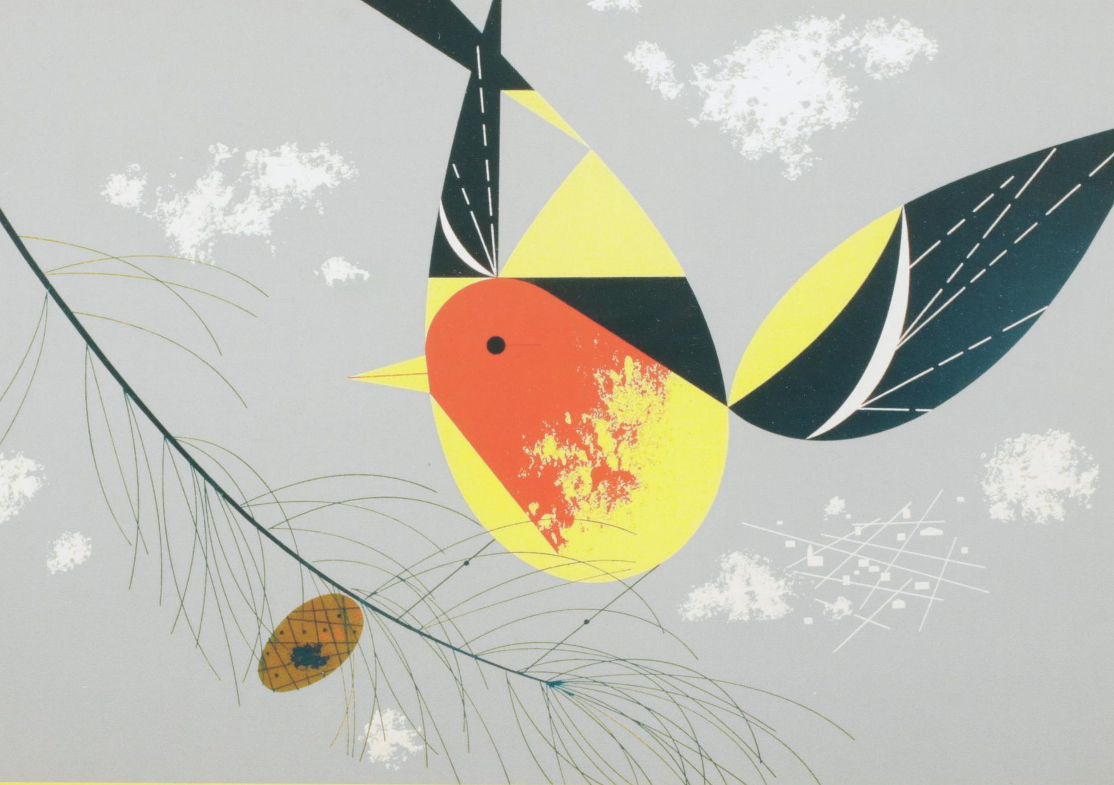 Charley Harper Offset Lithograph "Western Tanager", Mid-20th C.