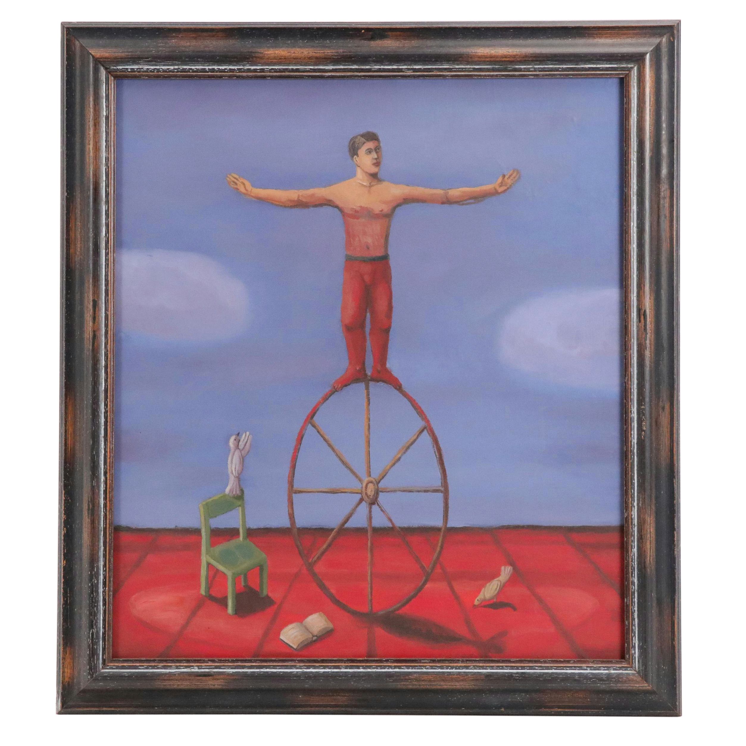 Charles Keiger Surreal Style Oil Painting "The Balance II," 2002