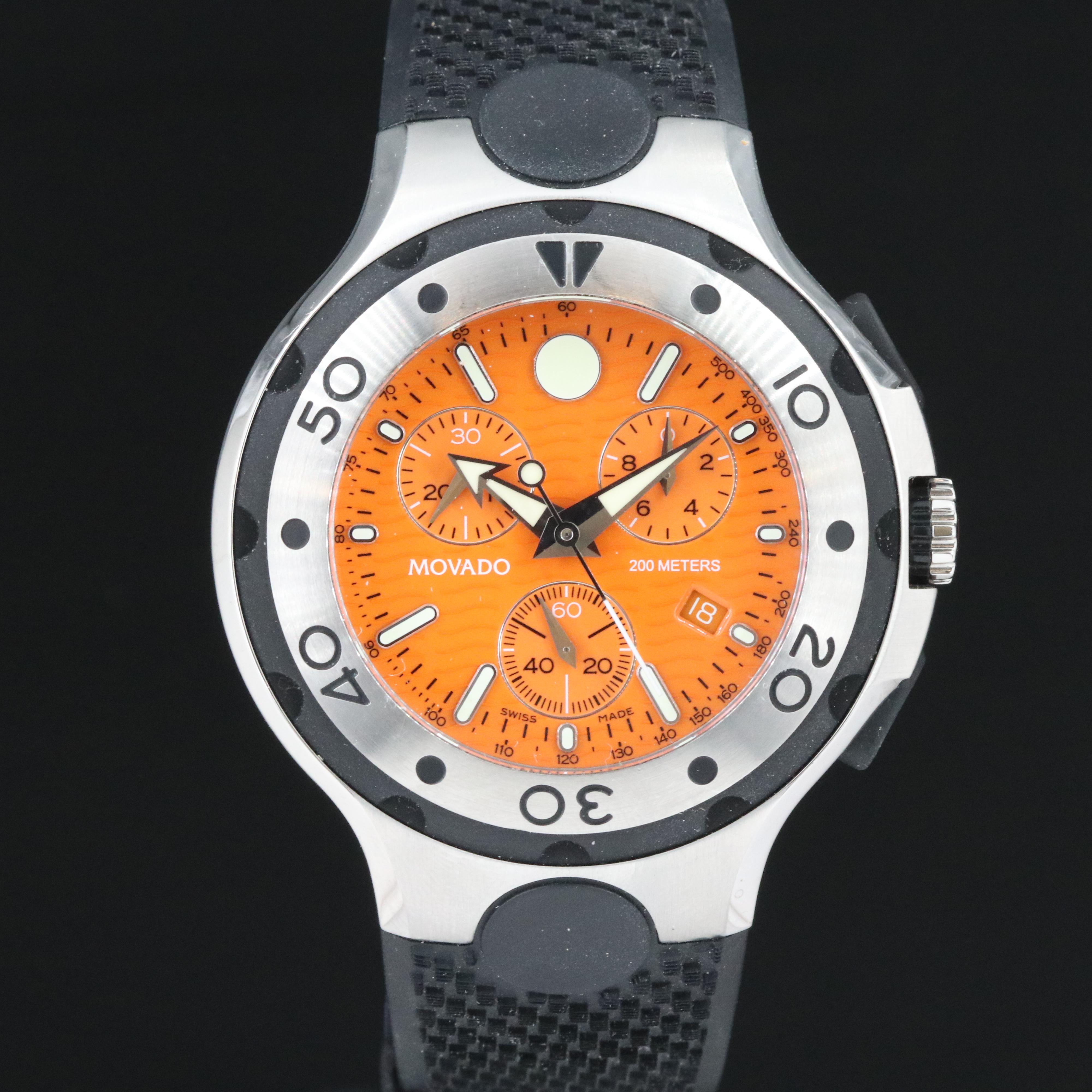 Movado Series 800 Chronograph 84 C5 1896.1 Orange 48mm Steel Quartz Watch