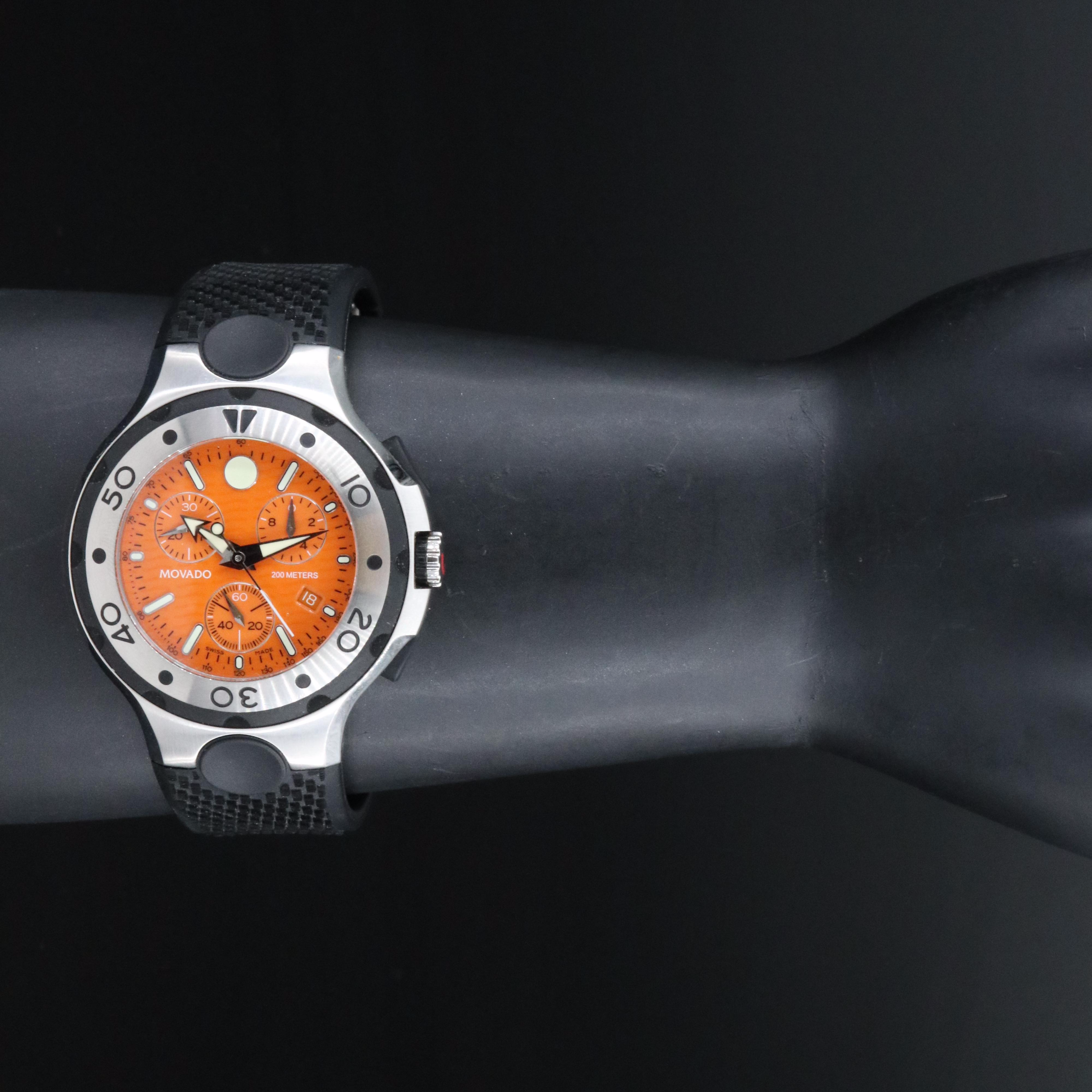 Movado Series 800 Chronograph 84 C5 1896.1 Orange 48mm Steel Quartz Watch