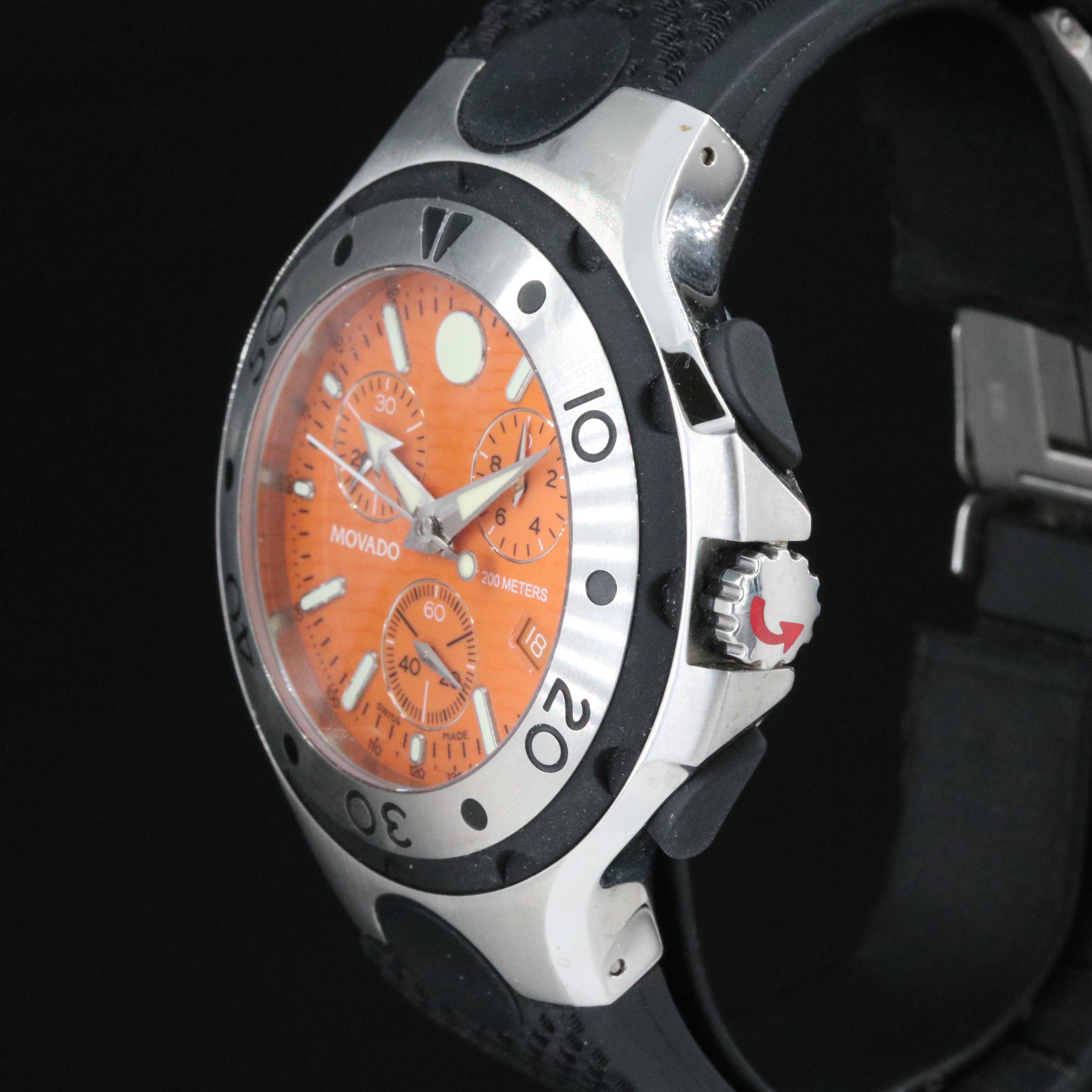 Movado Series 800 Chronograph 84 C5 1896.1 Orange 48mm Steel Quartz Watch