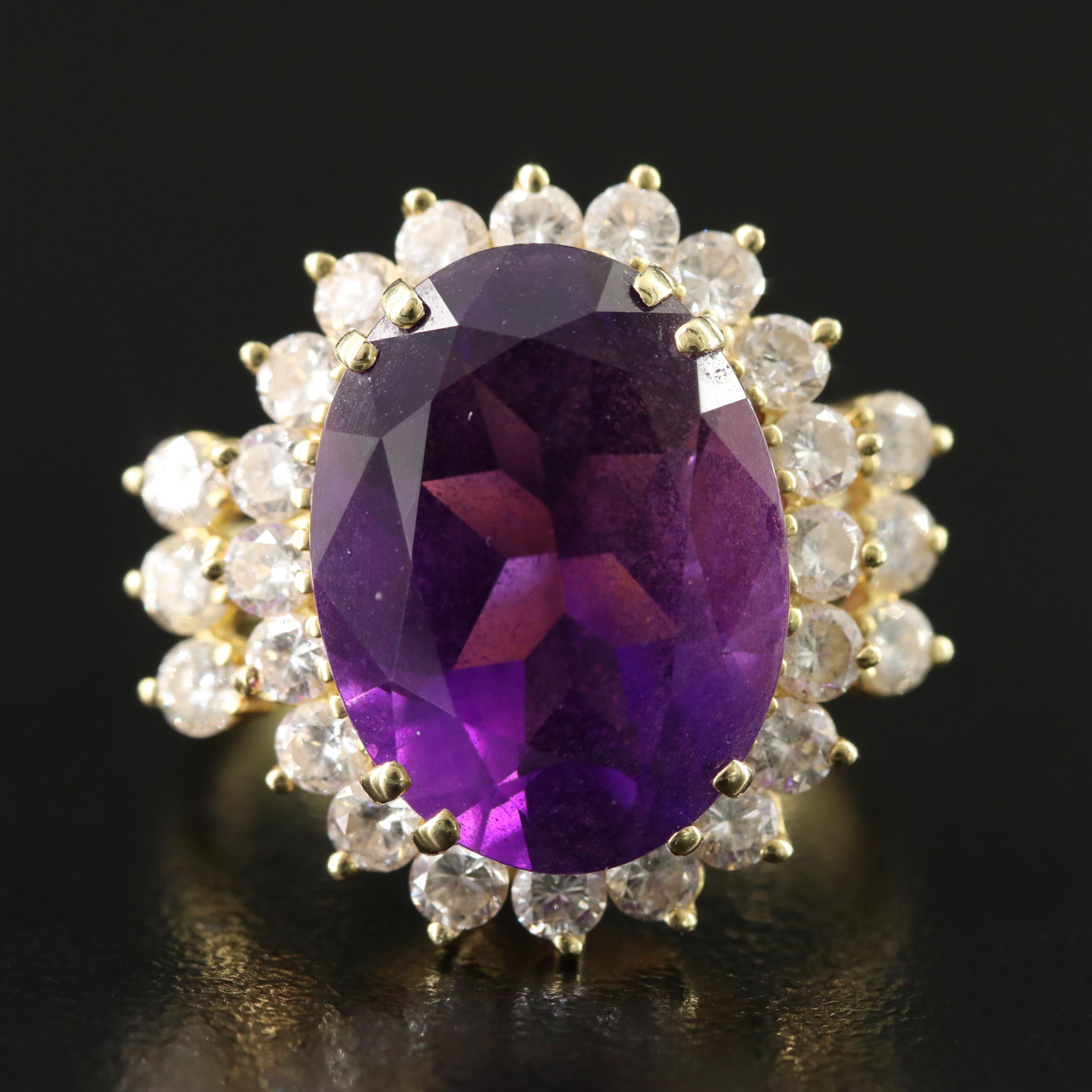 18K 8.25 CT Amethyst and 1.56 CTW Diamond Ring