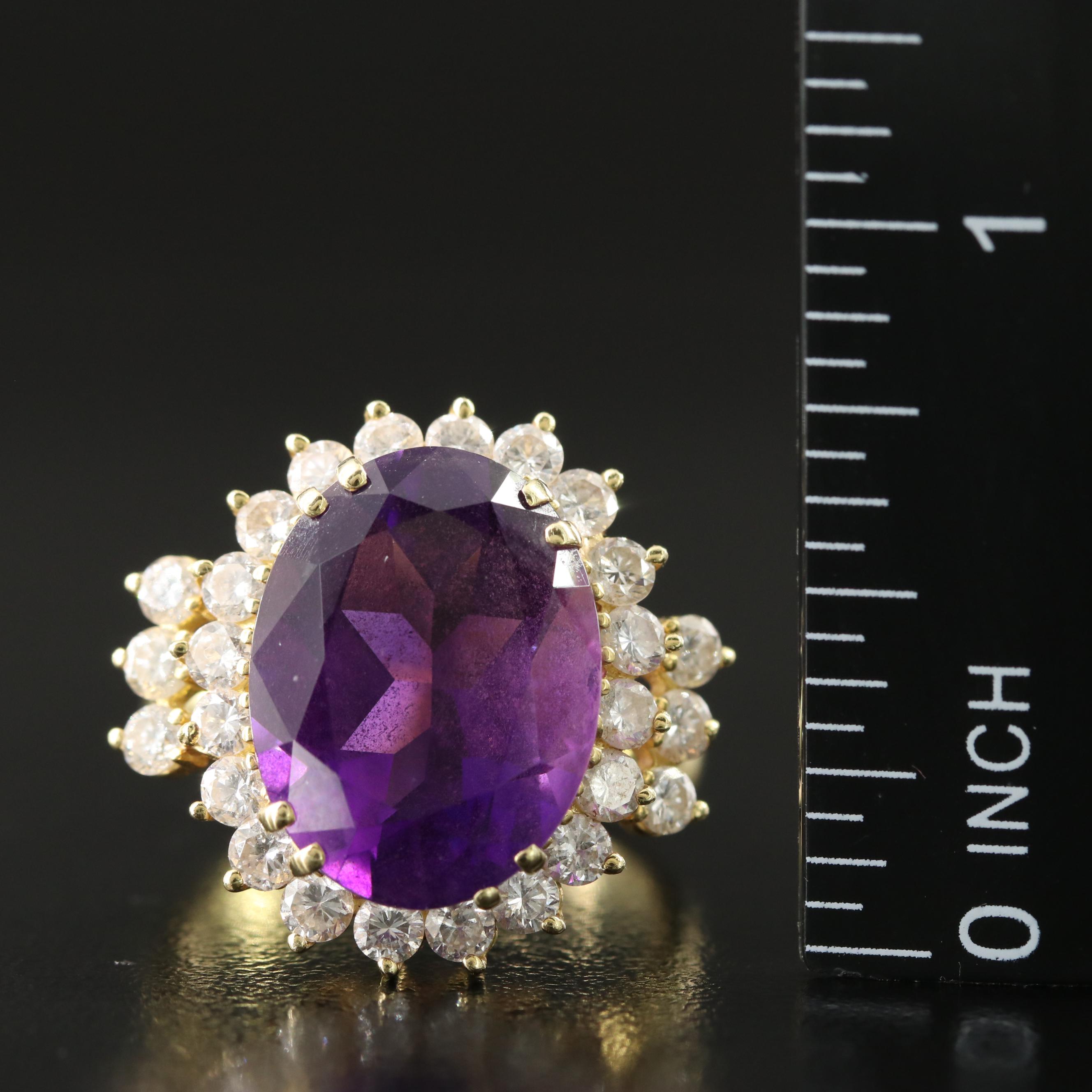18K 8.25 CT Amethyst and 1.56 CTW Diamond Ring