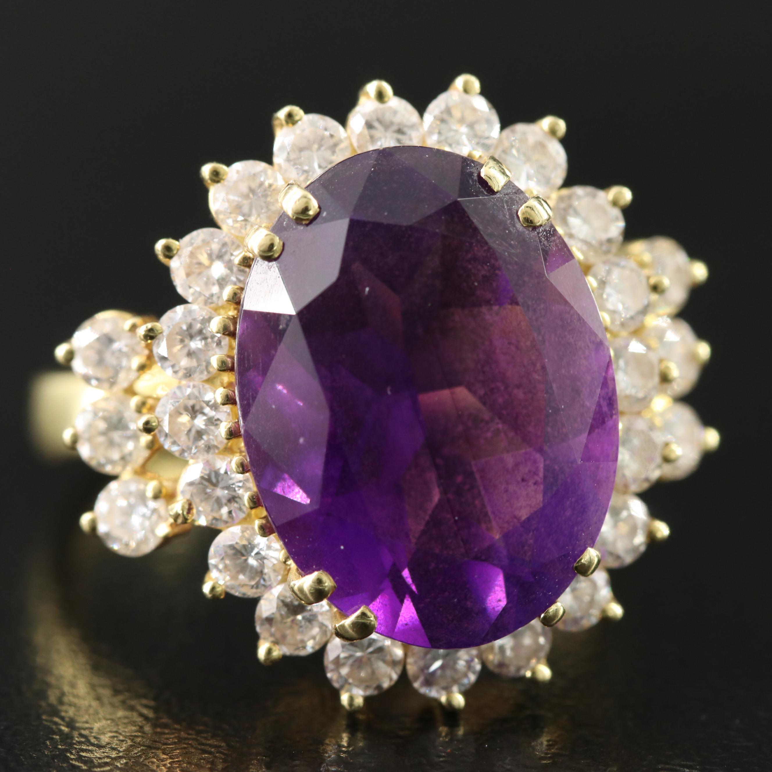 18K 8.25 CT Amethyst and 1.56 CTW Diamond Ring