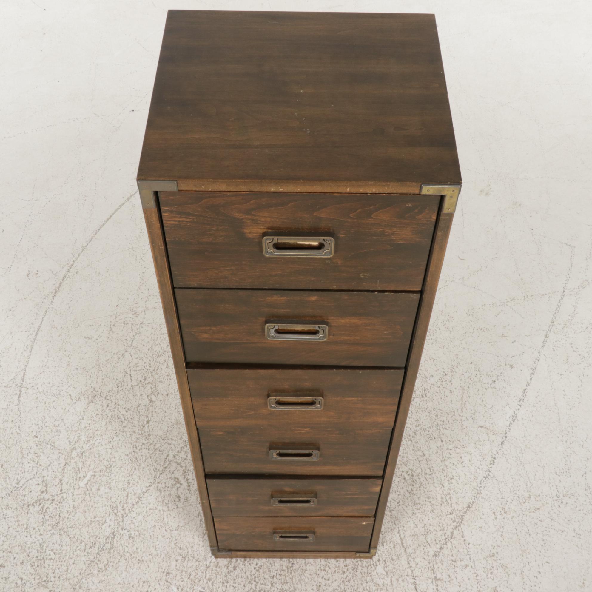 Campaign Style Wood Chest of Drawers, Late 20th to 21st Century