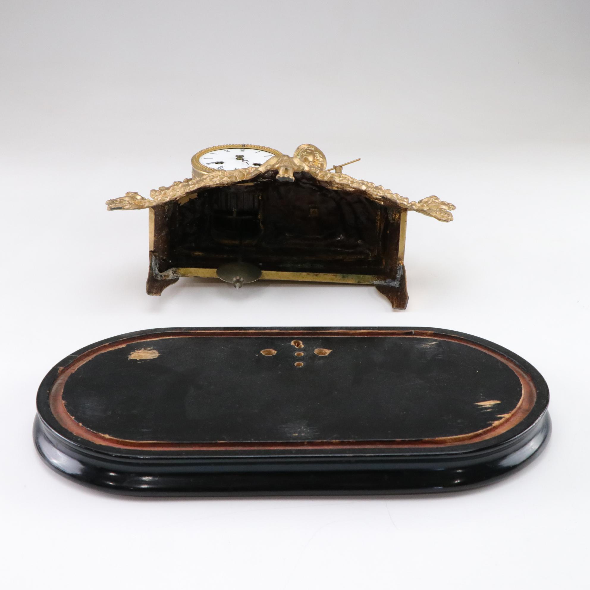 French Japy Frères Gilt Figural Mantel Clock in Dome Cloche, Circa 1865