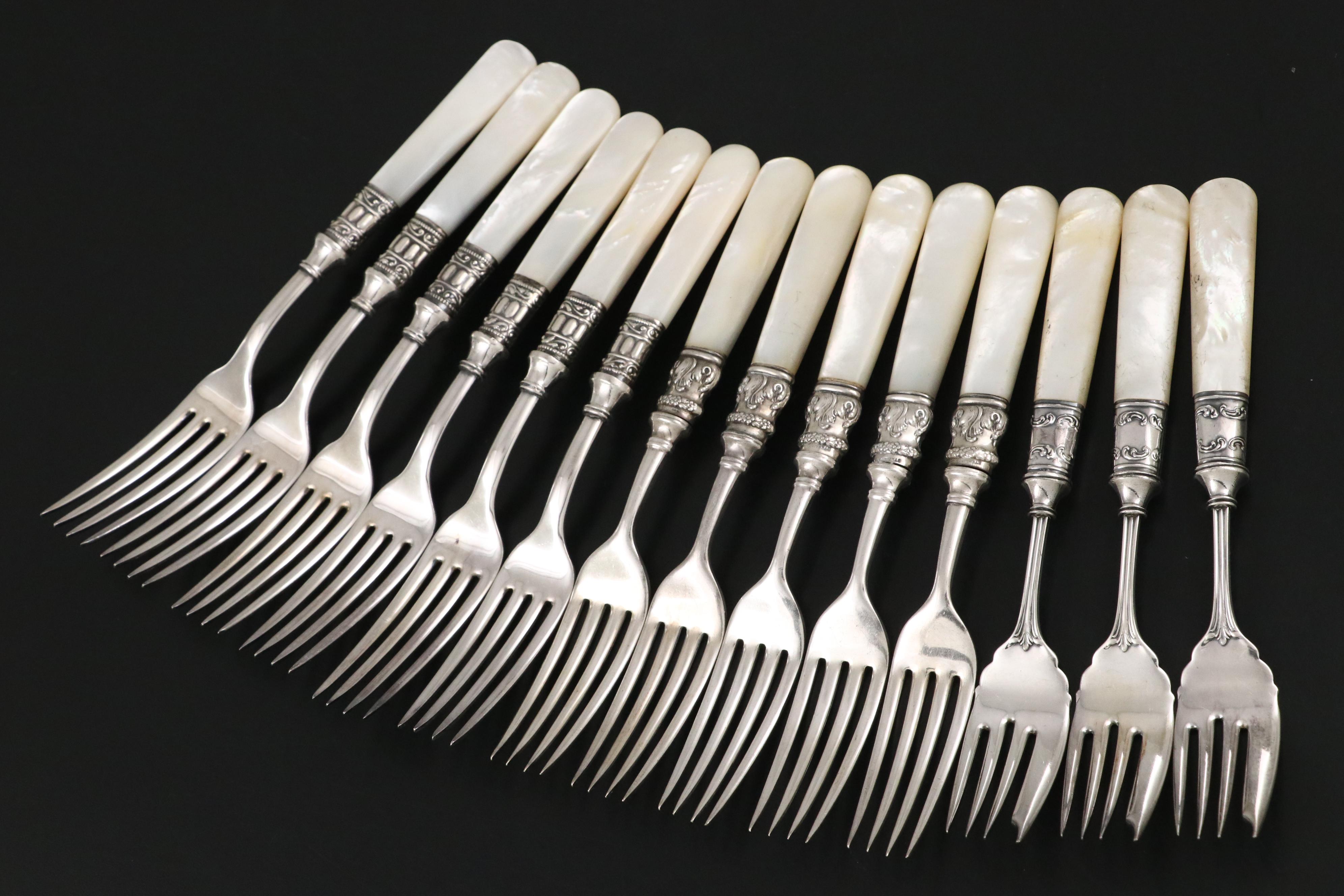 Victorian Style Mother-of-Pearl Handled Flatware, Late 19th/Early 20th Century