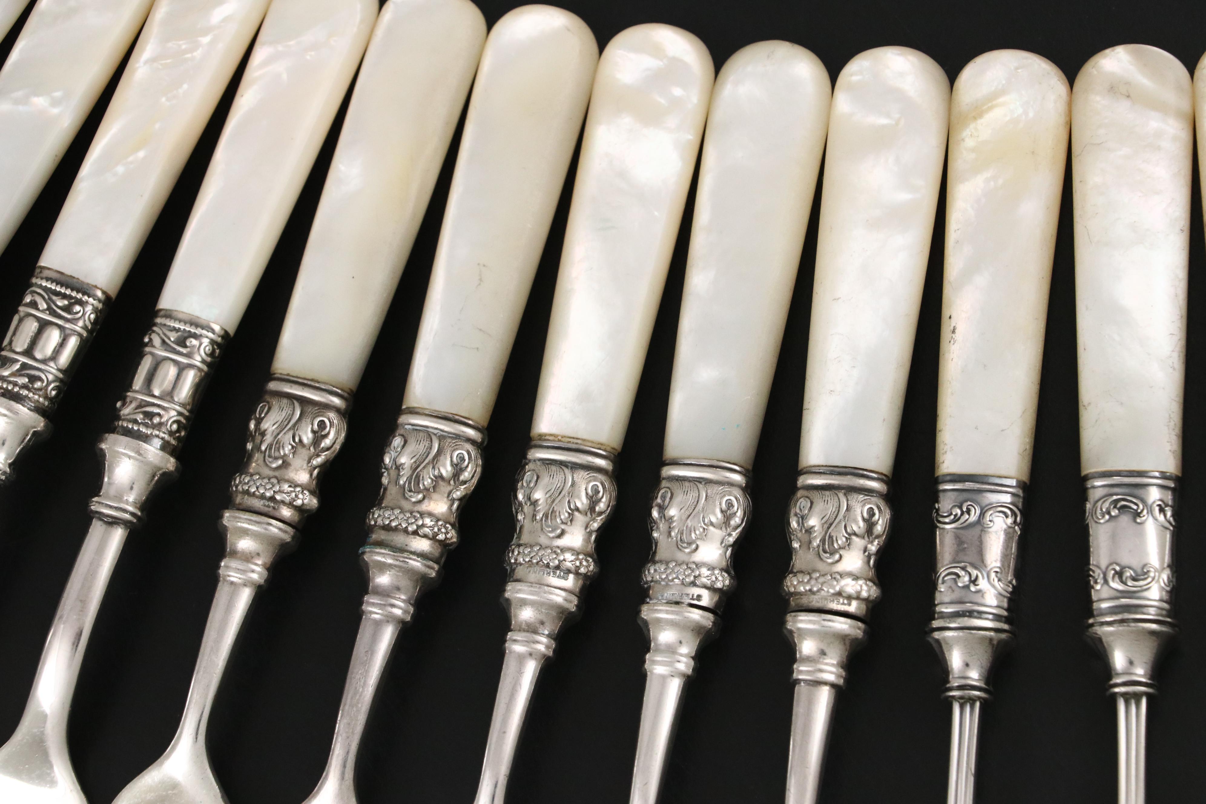 Victorian Style Mother-of-Pearl Handled Flatware, Late 19th/Early 20th Century