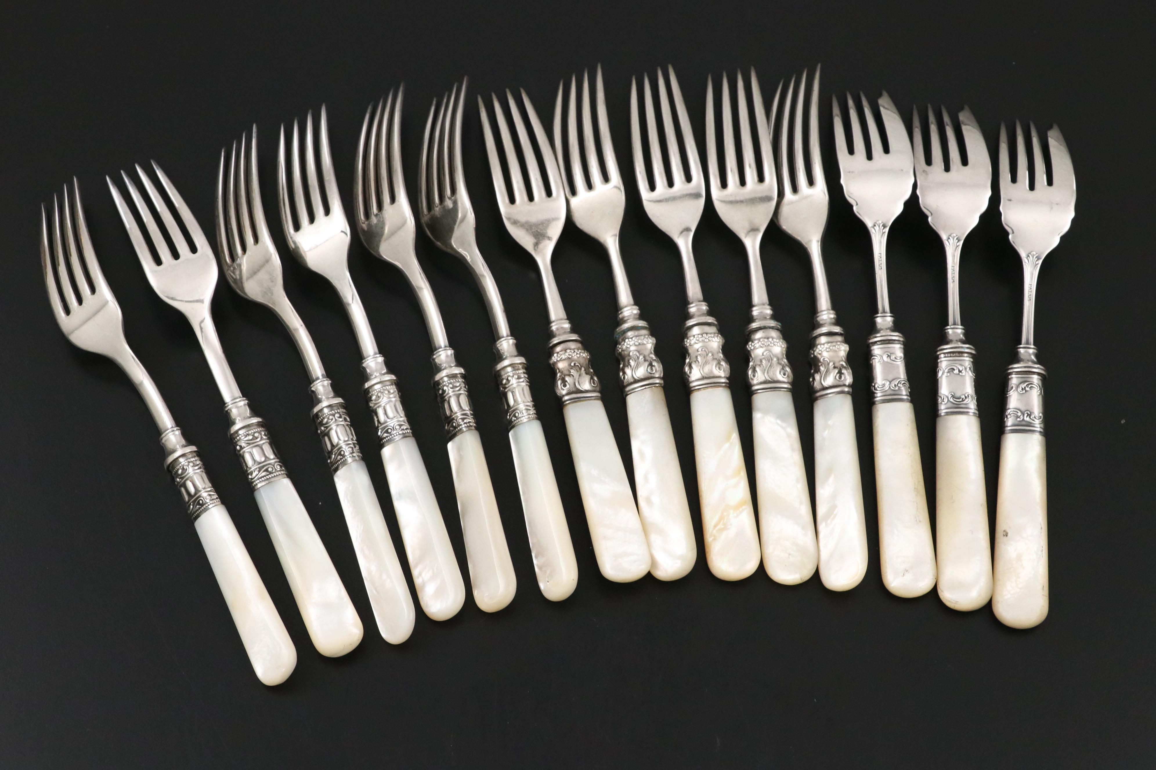 Victorian Style Mother-of-Pearl Handled Flatware, Late 19th/Early 20th Century