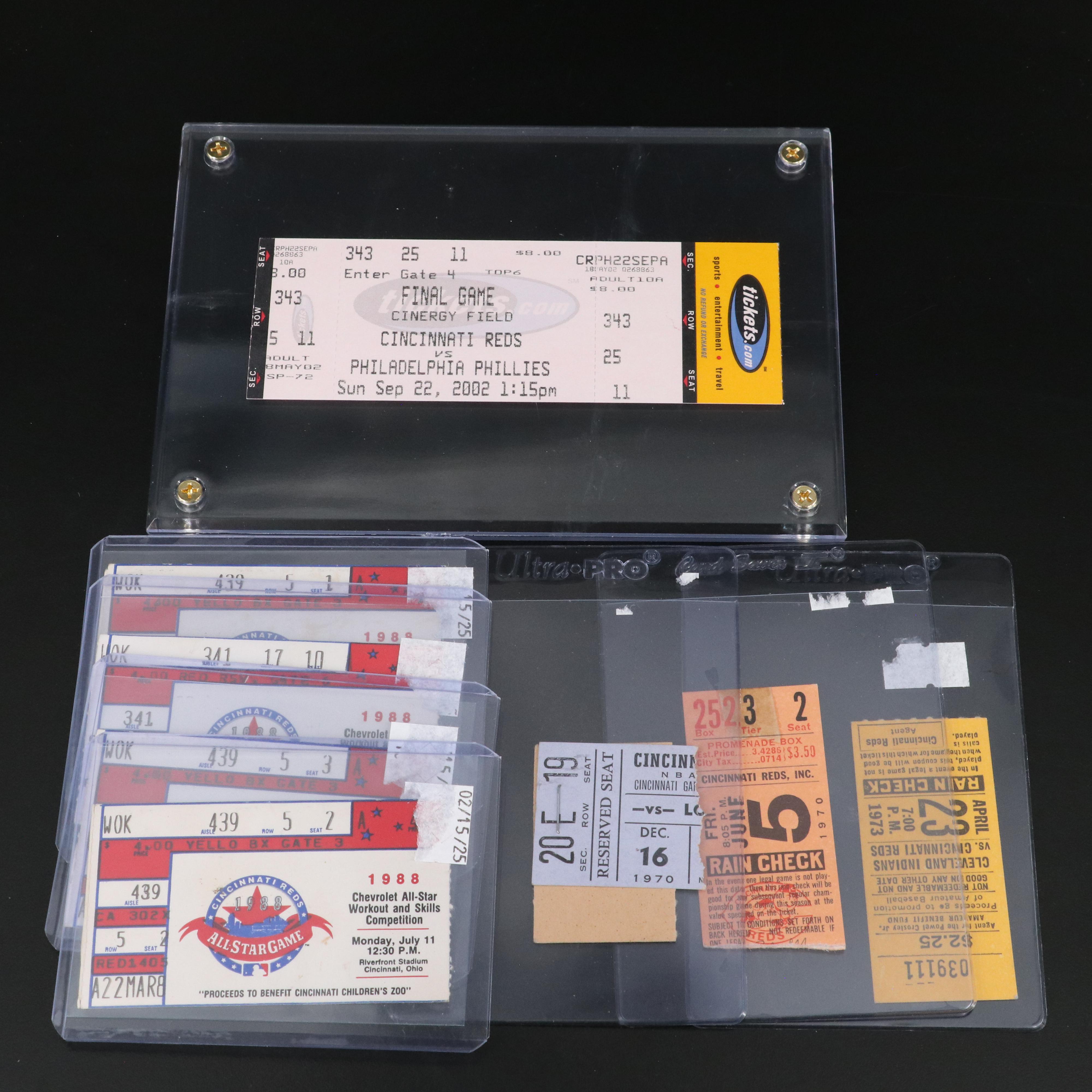 Cincinnati Reds Ticket Stubs Featuring 1988 All-Star Game and More, 1970s-2000s