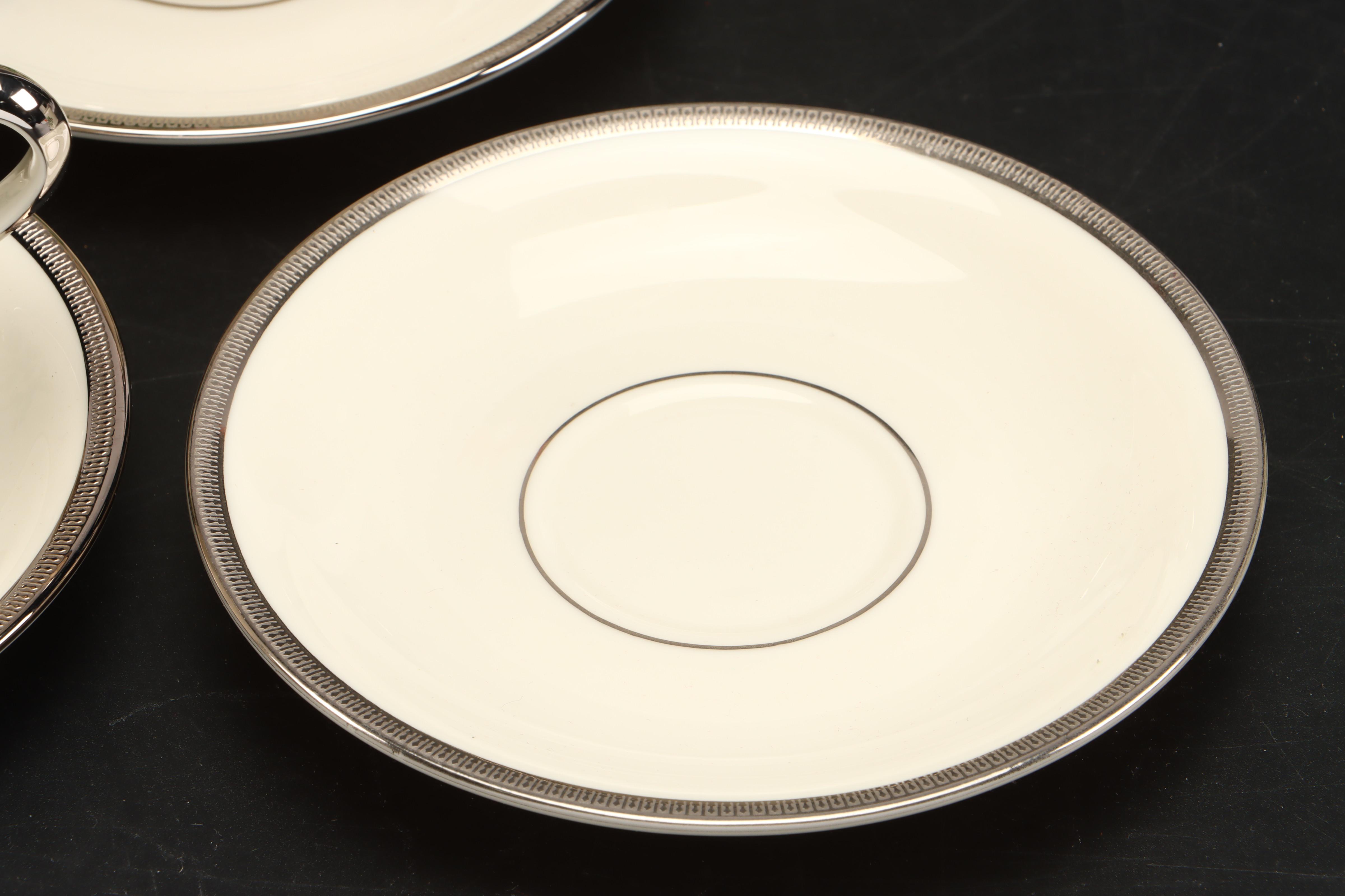 Charter Club Porcelain Bowls with Lenox "Holiday Platinum" Cups and Saucers