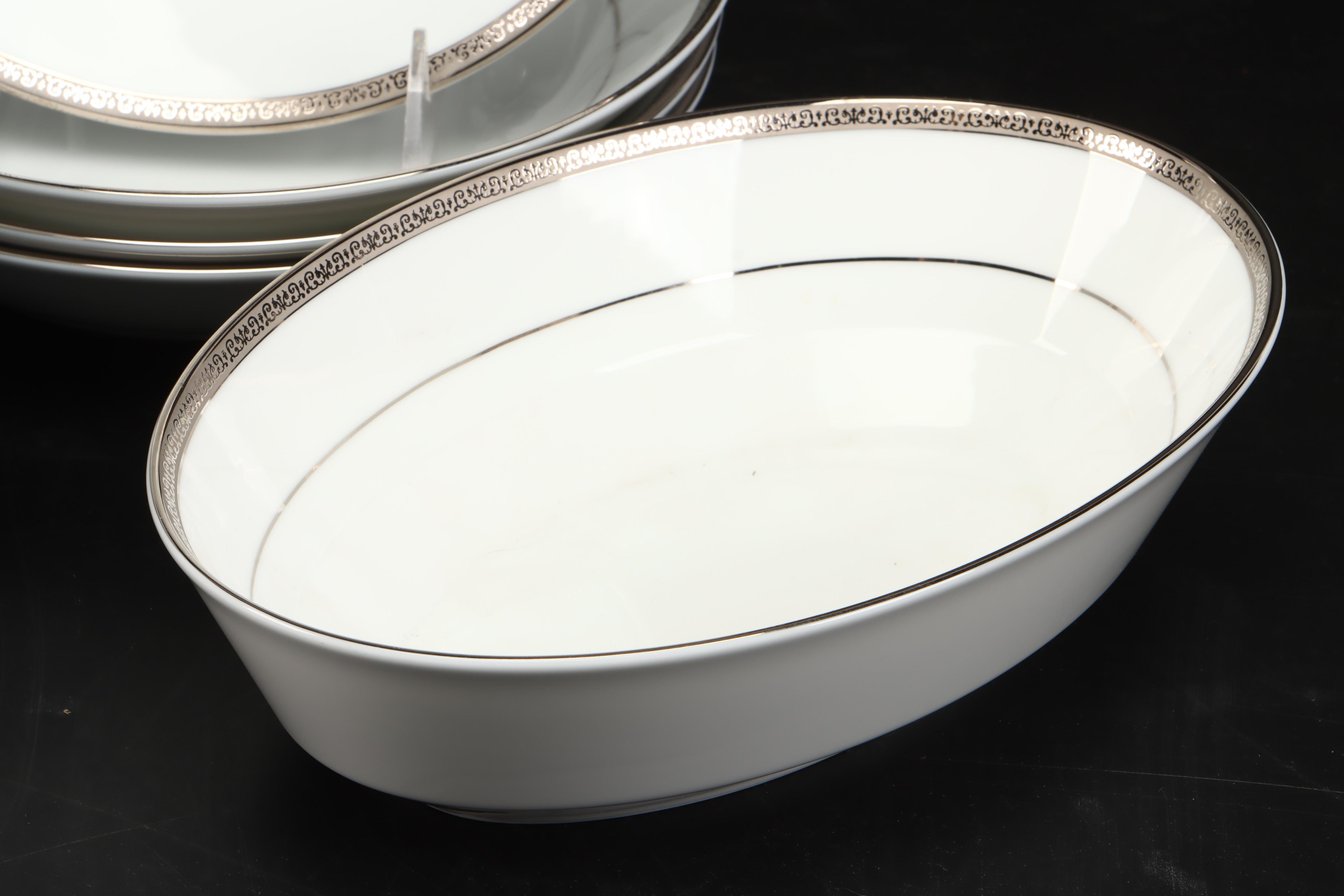 Charter Club Porcelain Bowls with Lenox "Holiday Platinum" Cups and Saucers