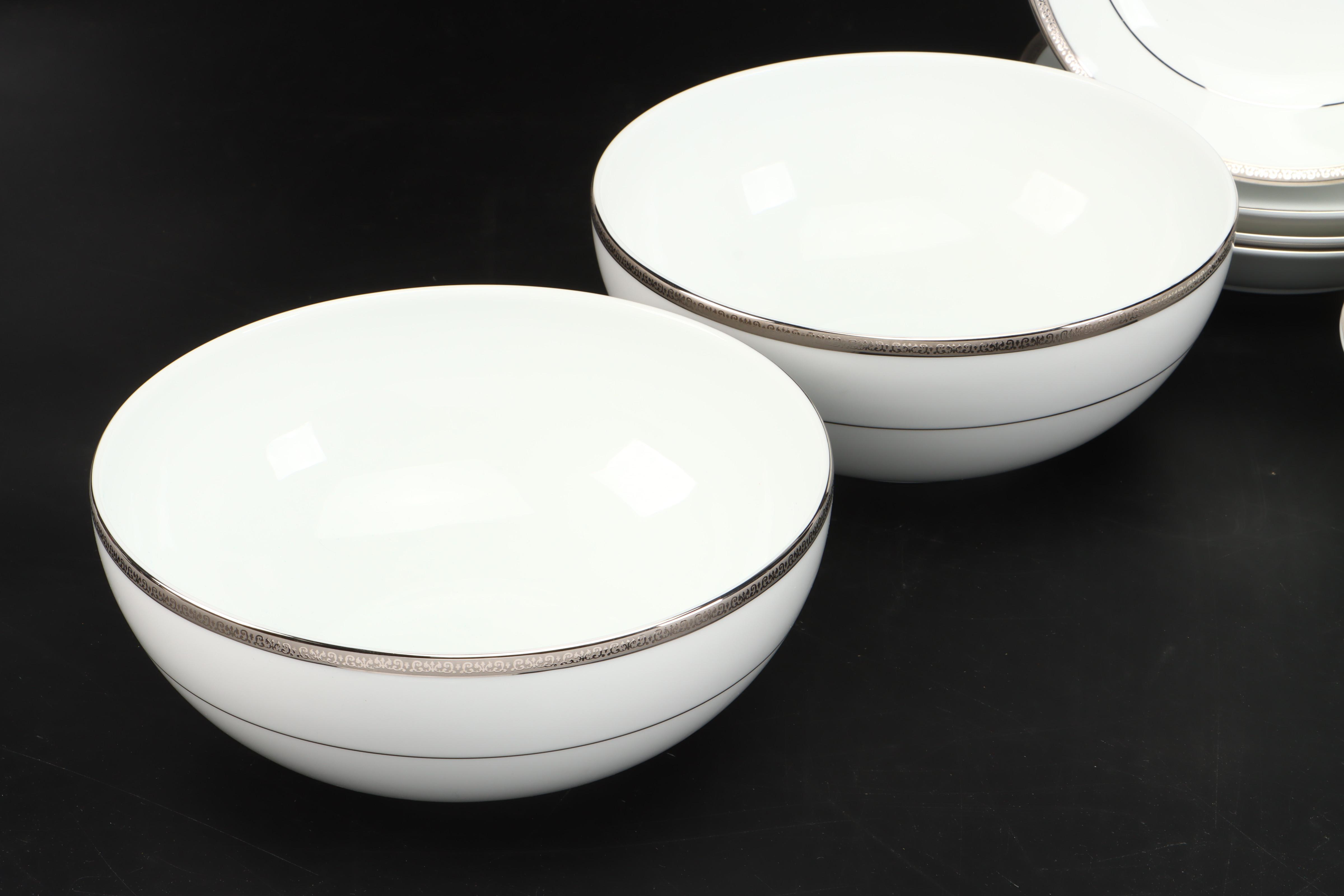 Charter Club Porcelain Bowls with Lenox "Holiday Platinum" Cups and Saucers