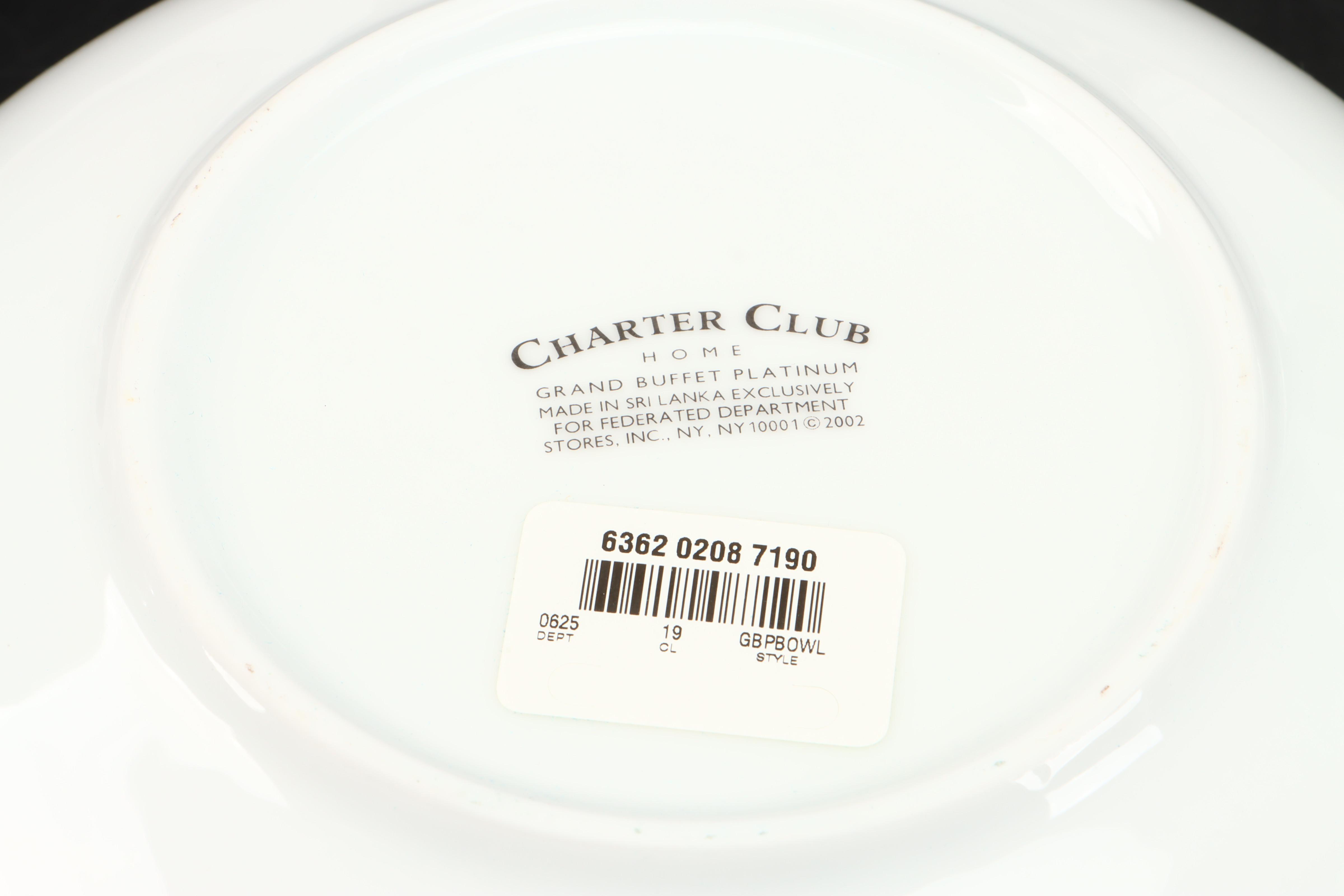 Charter Club Porcelain Bowls with Lenox "Holiday Platinum" Cups and Saucers