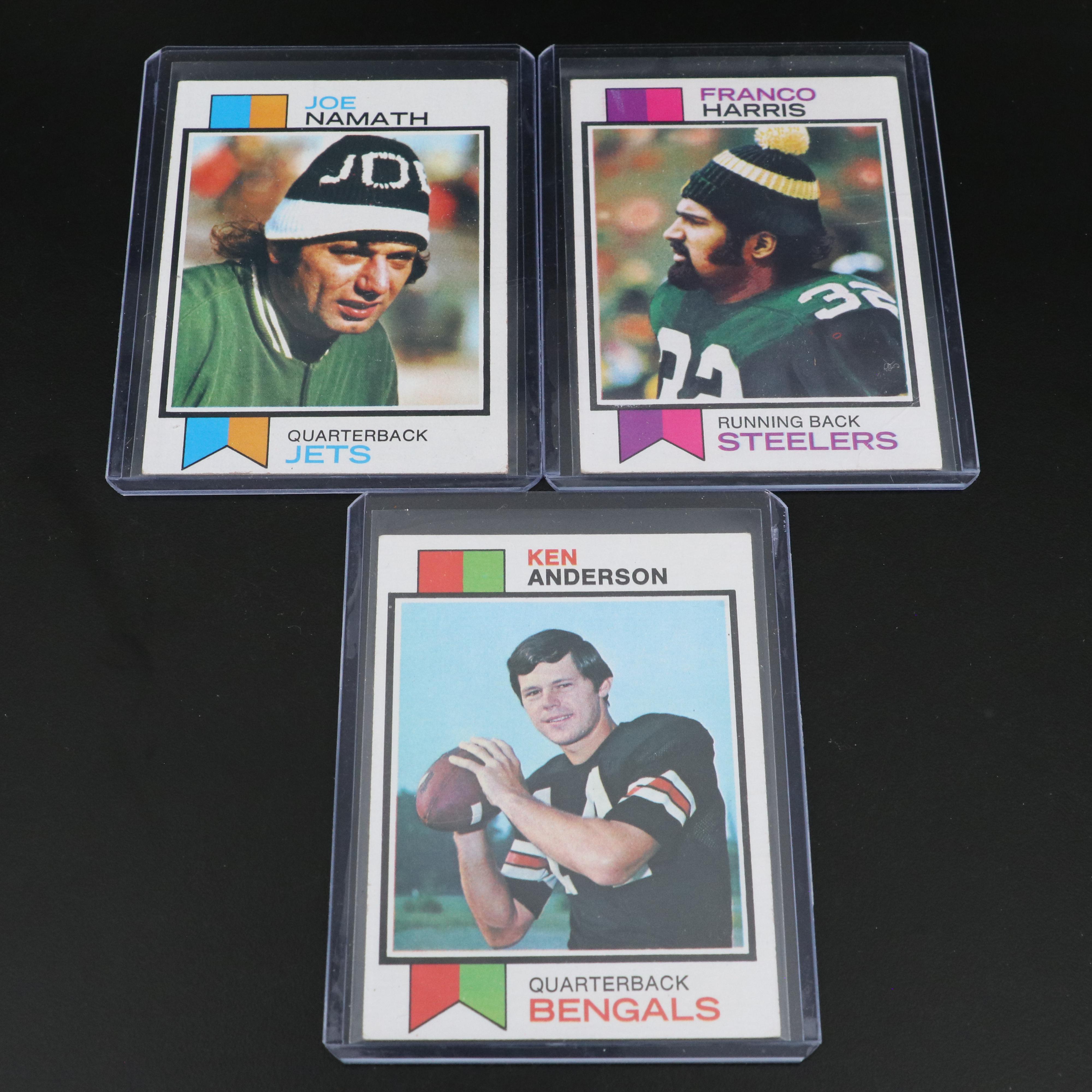 Topps Football Cards Featuring Terry Bradshaw, Joe Namath, and More, 1970s