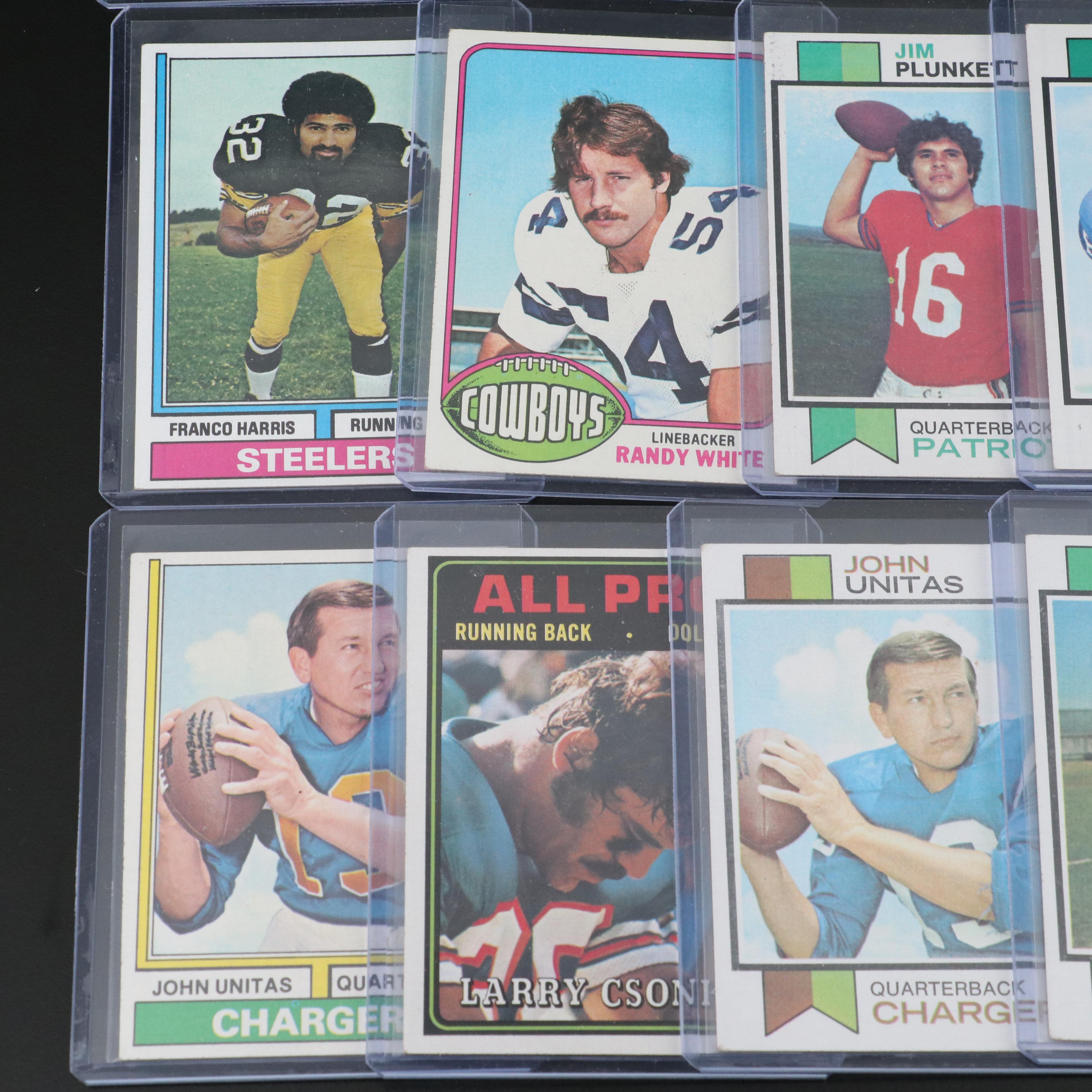 Topps Football Cards Featuring Terry Bradshaw, Joe Namath, and More, 1970s