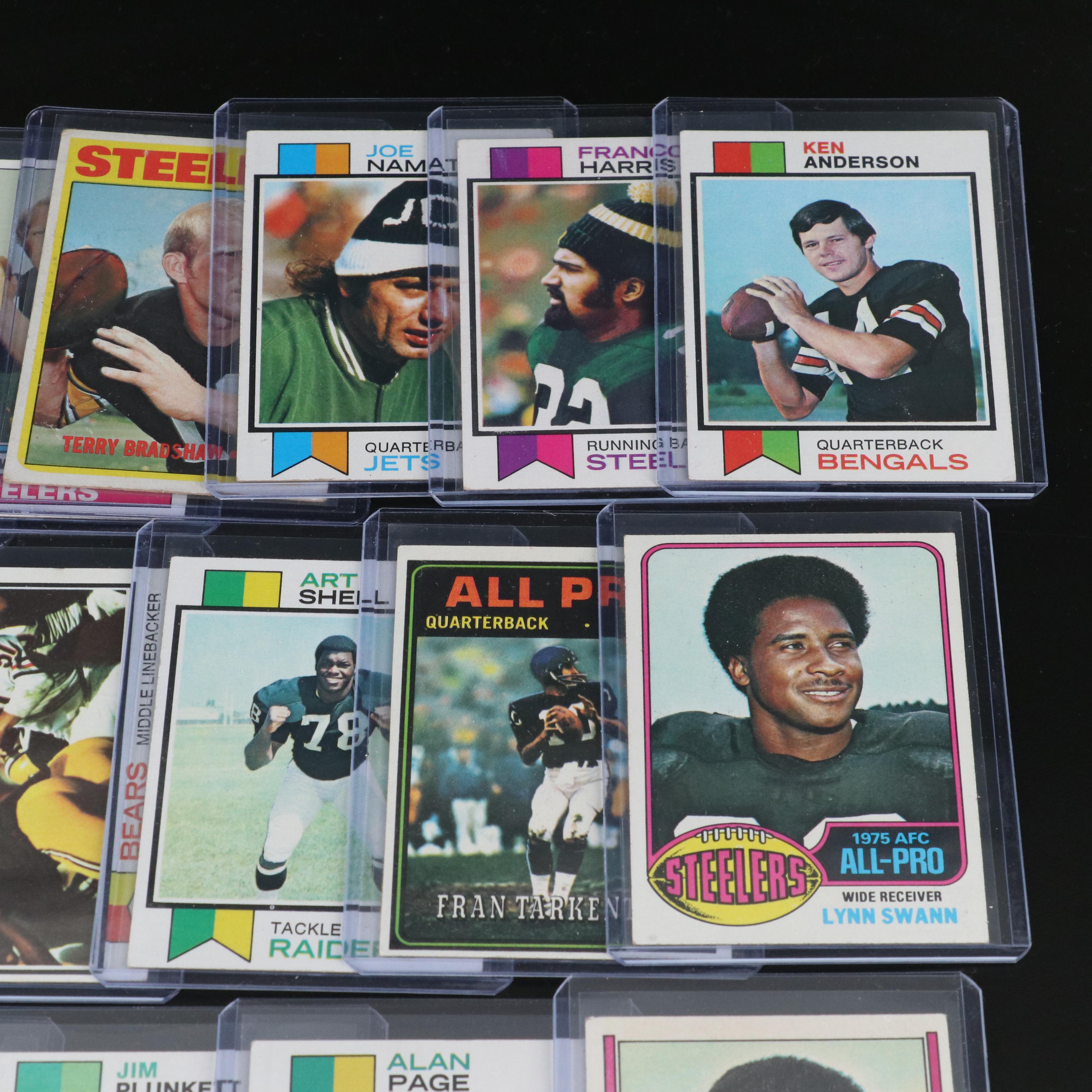 Topps Football Cards Featuring Terry Bradshaw, Joe Namath, and More, 1970s