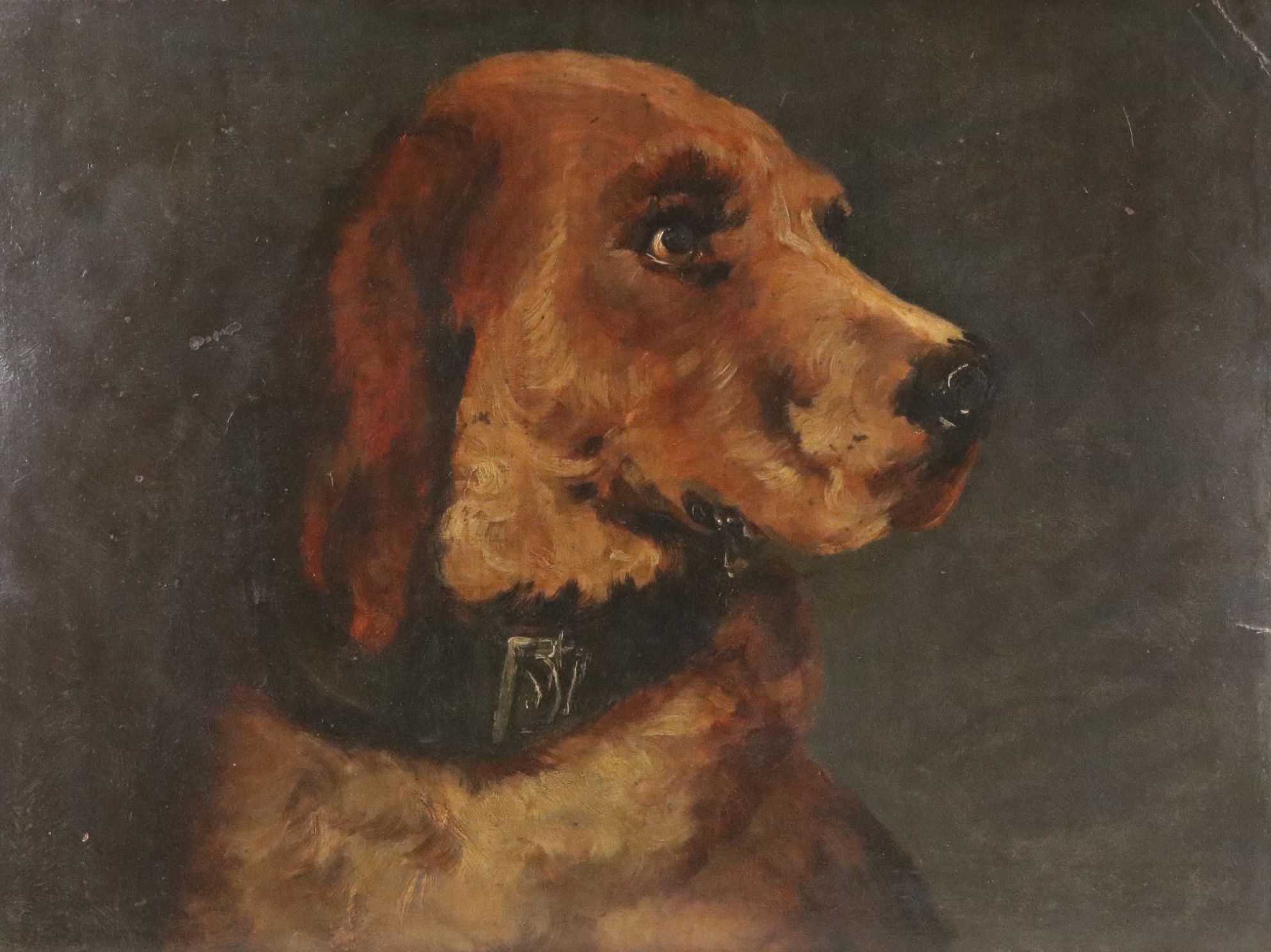 Oil Painting After Edwin Landseer "Odin, a Bloodhound"