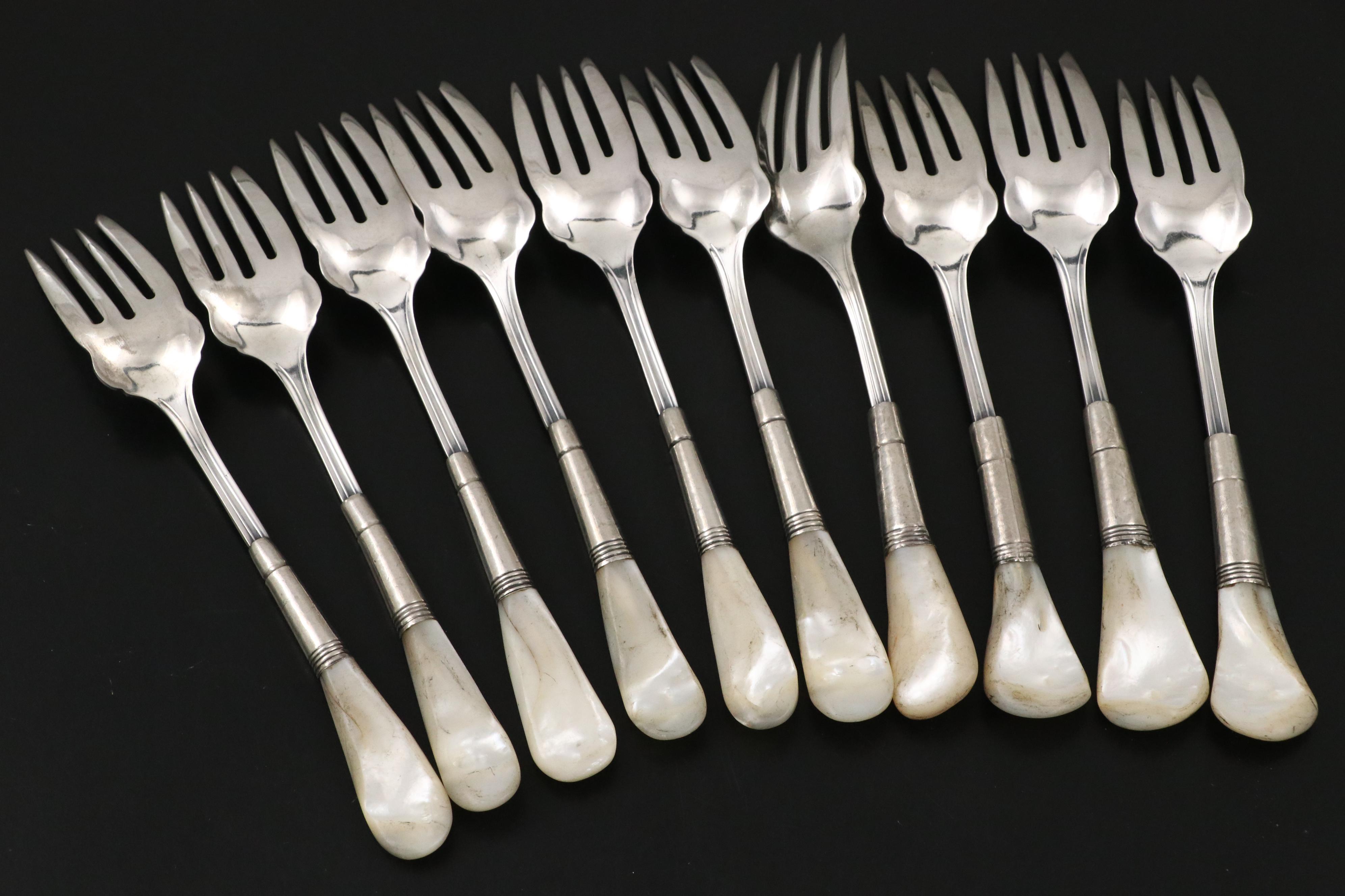 Victorian and Other Mother-of-Pearl Handled Forks, Late 19th/Early 20th Century