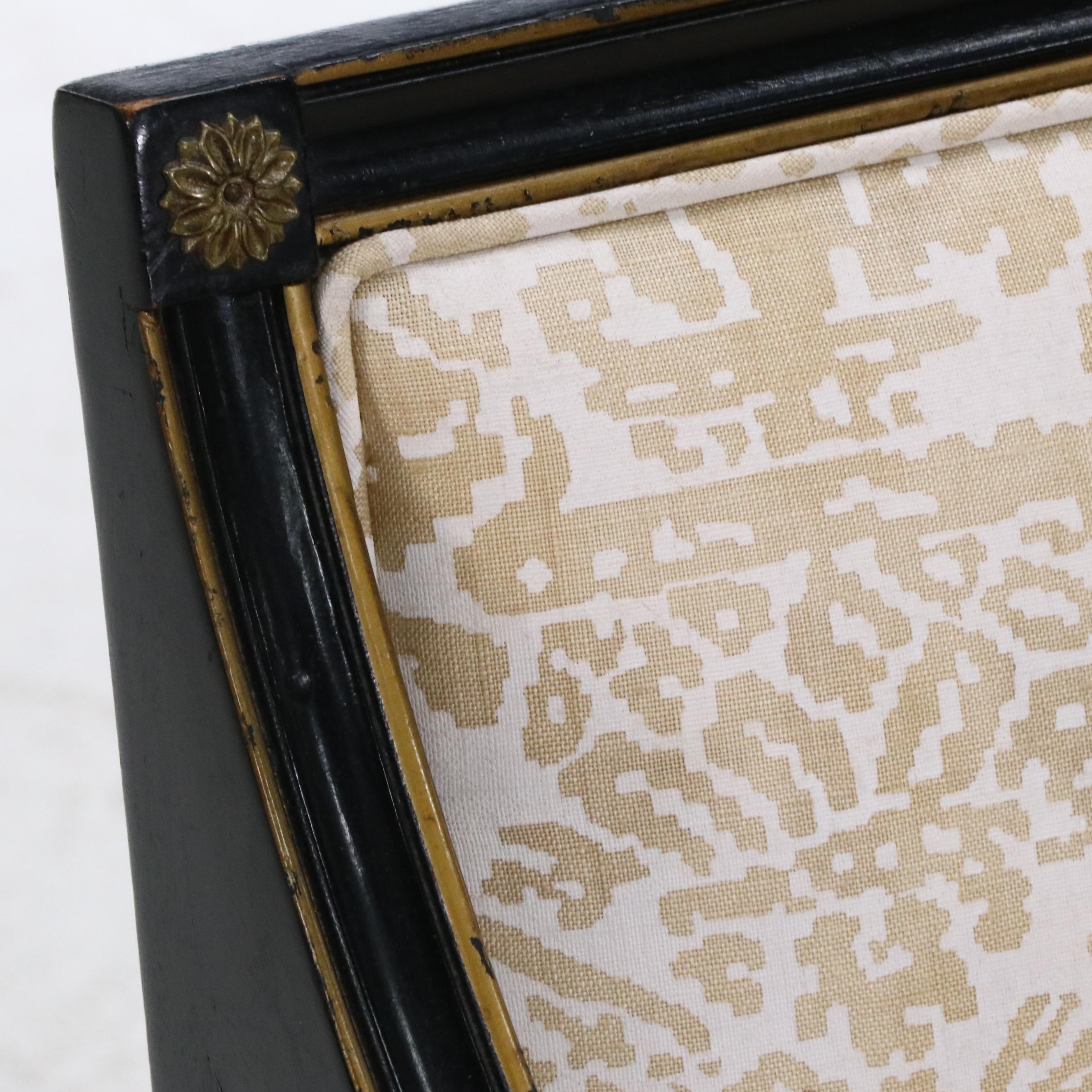 Pair of Regency Style Armchairs with Fortuny Upholstery, Late 20th Century