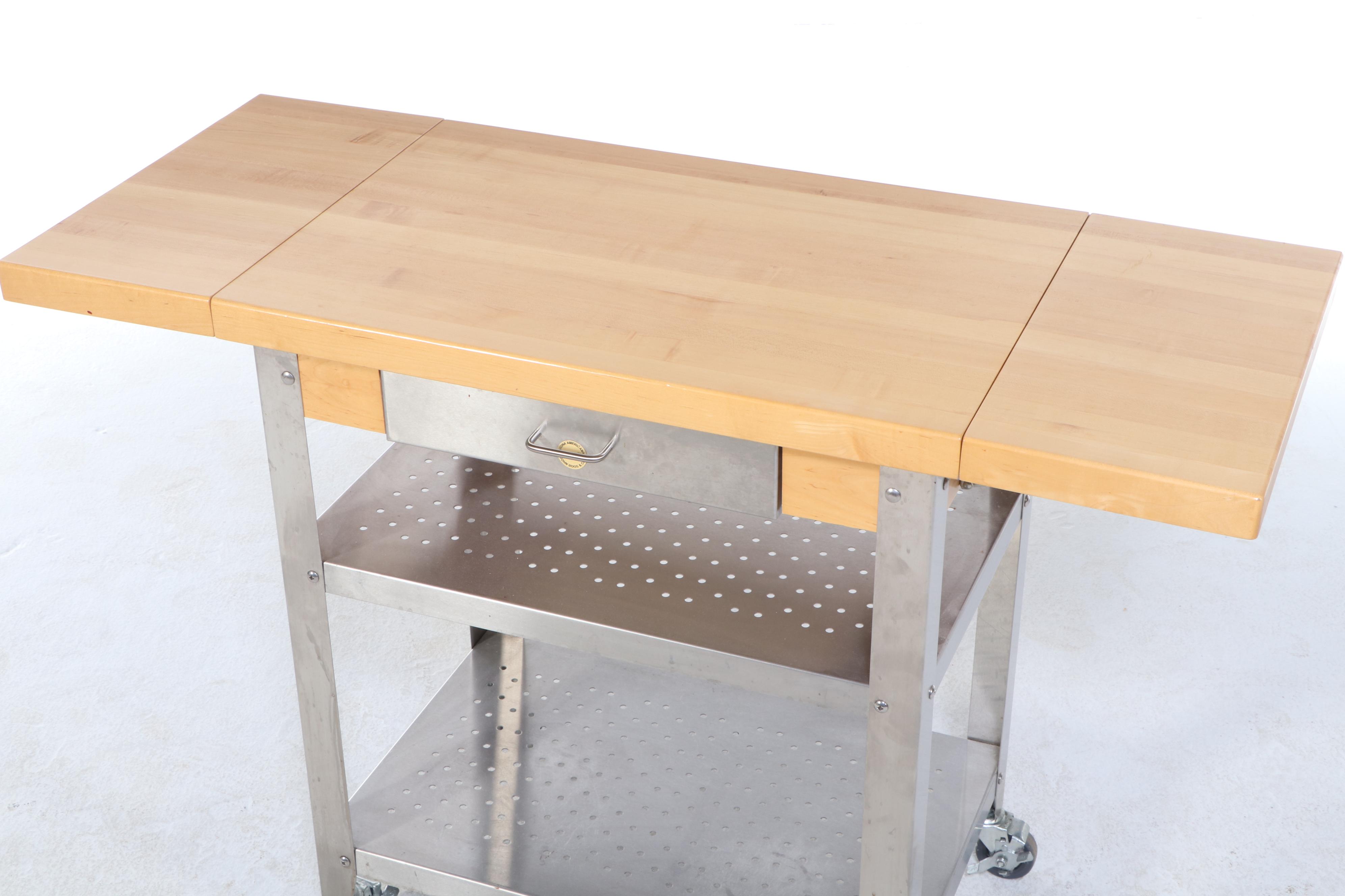 John Boos & Co. Butcher Block Top Stainless Steel Kitchen Cart