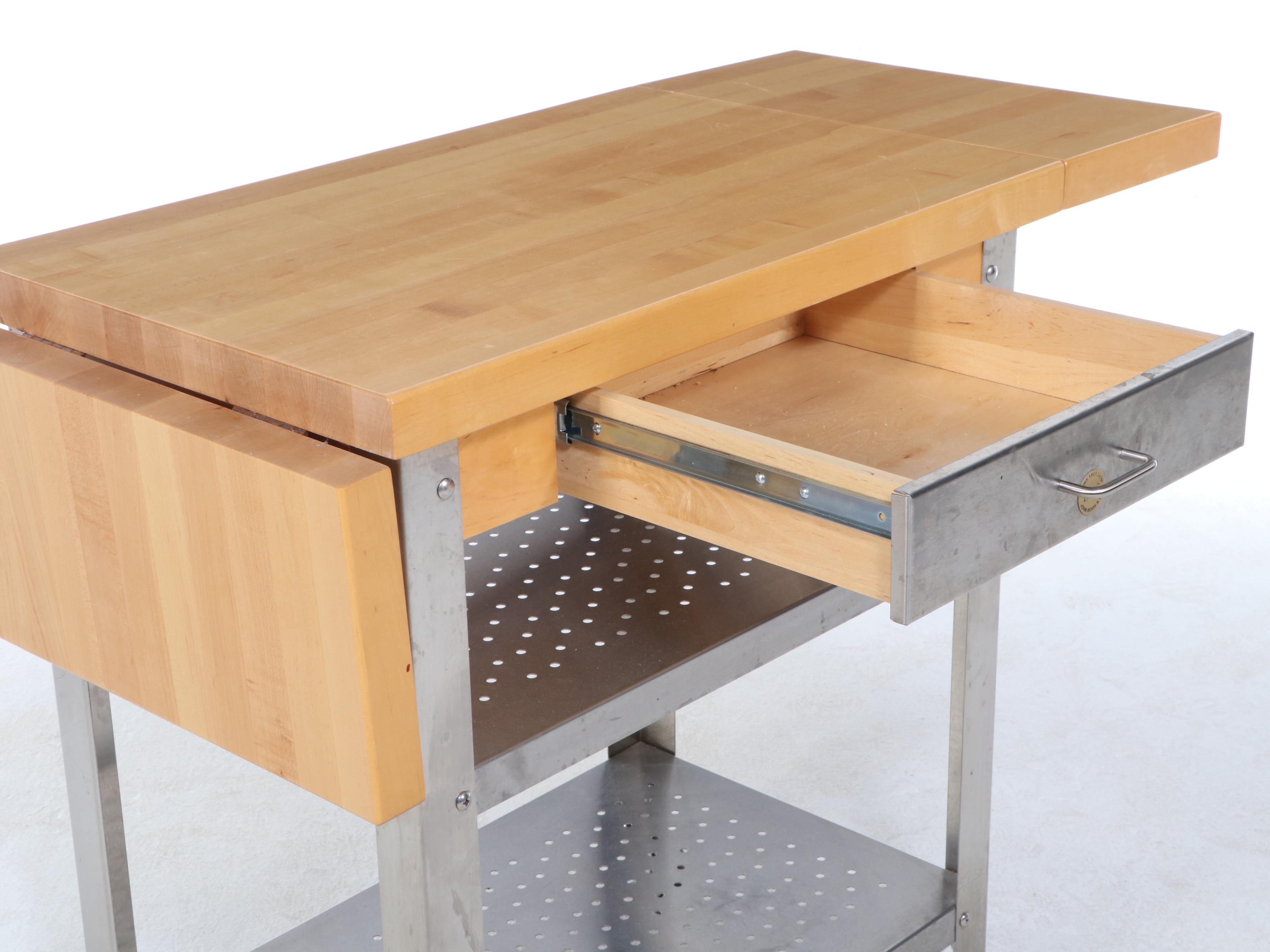 John Boos & Co. Butcher Block Top Stainless Steel Kitchen Cart