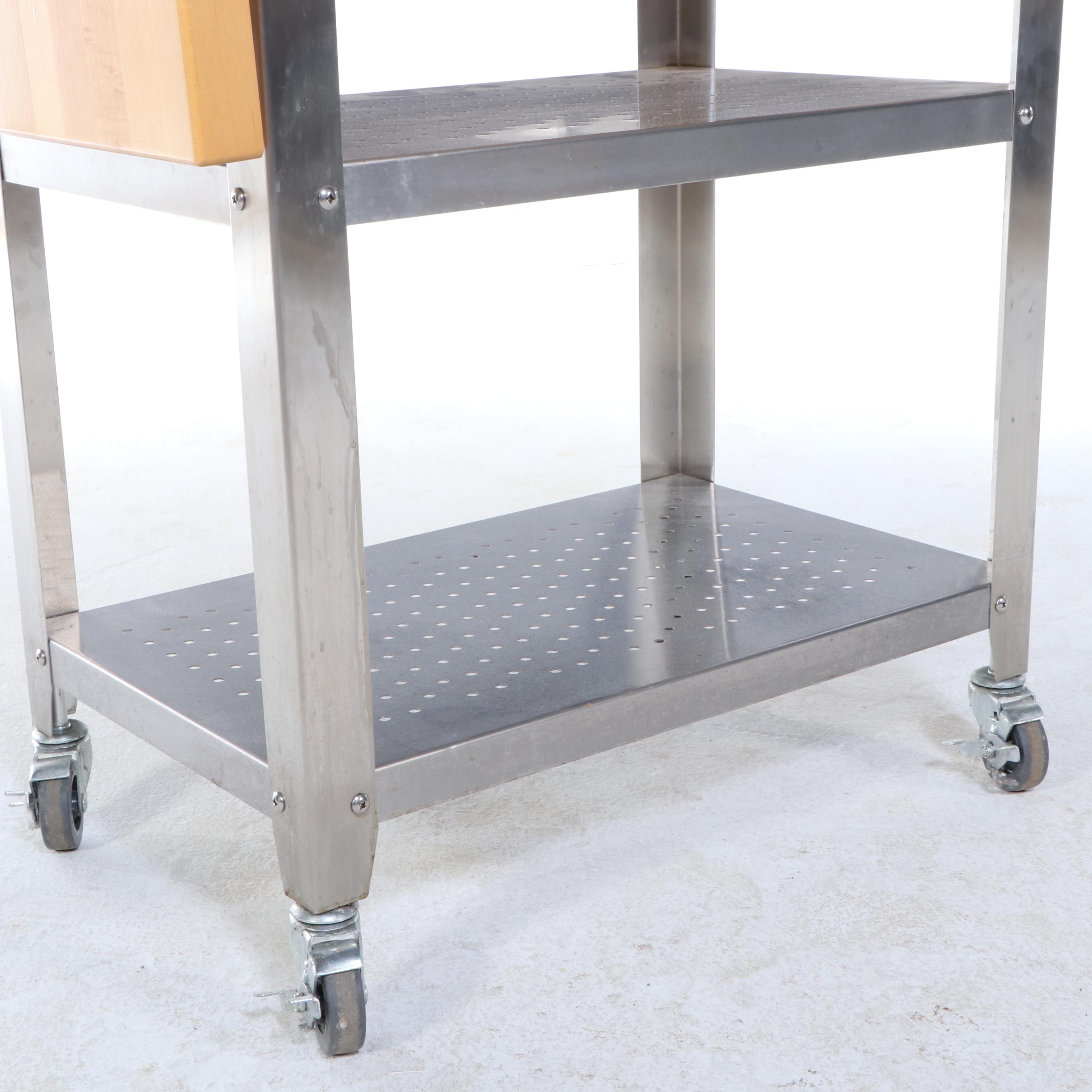 John Boos & Co. Butcher Block Top Stainless Steel Kitchen Cart