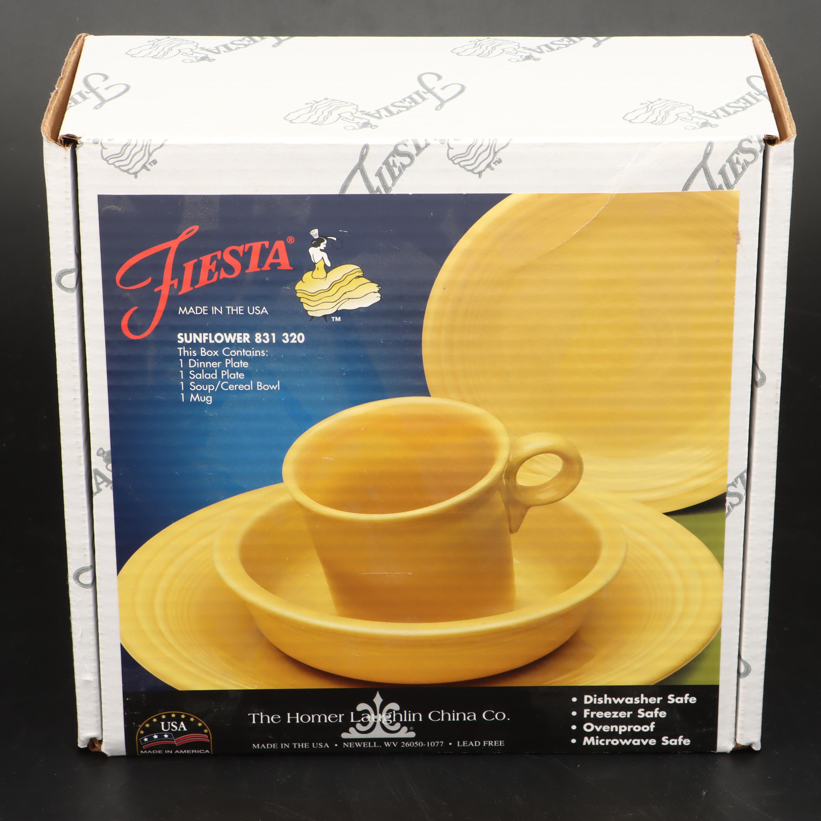 Homer Laughlin China Co. Sunflower Yellow and Lapis "Fiesta" Place Settings