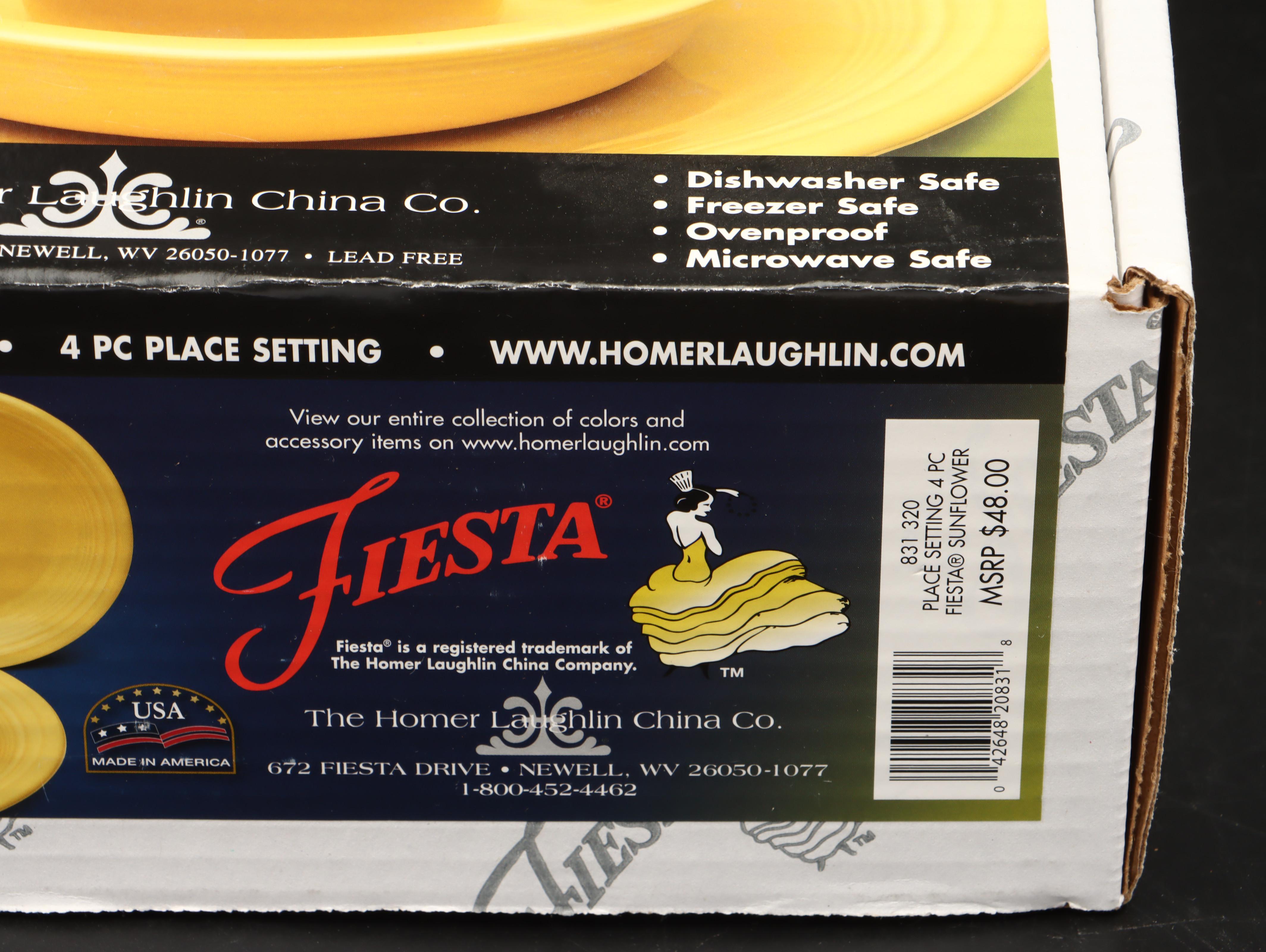 Homer Laughlin China Co. Sunflower Yellow and Lapis "Fiesta" Place Settings