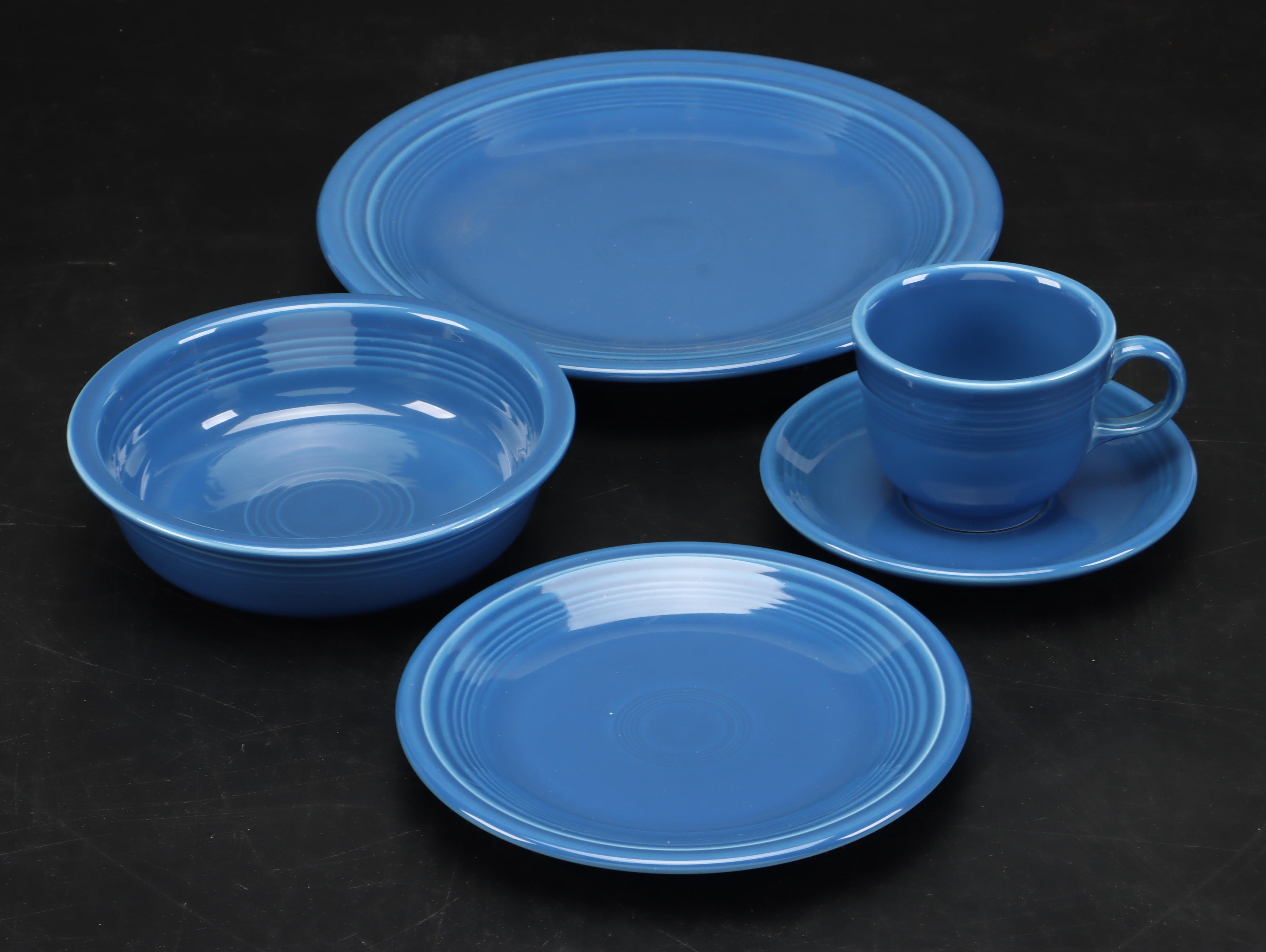 Homer Laughlin China Co. Sunflower Yellow and Lapis "Fiesta" Place Settings