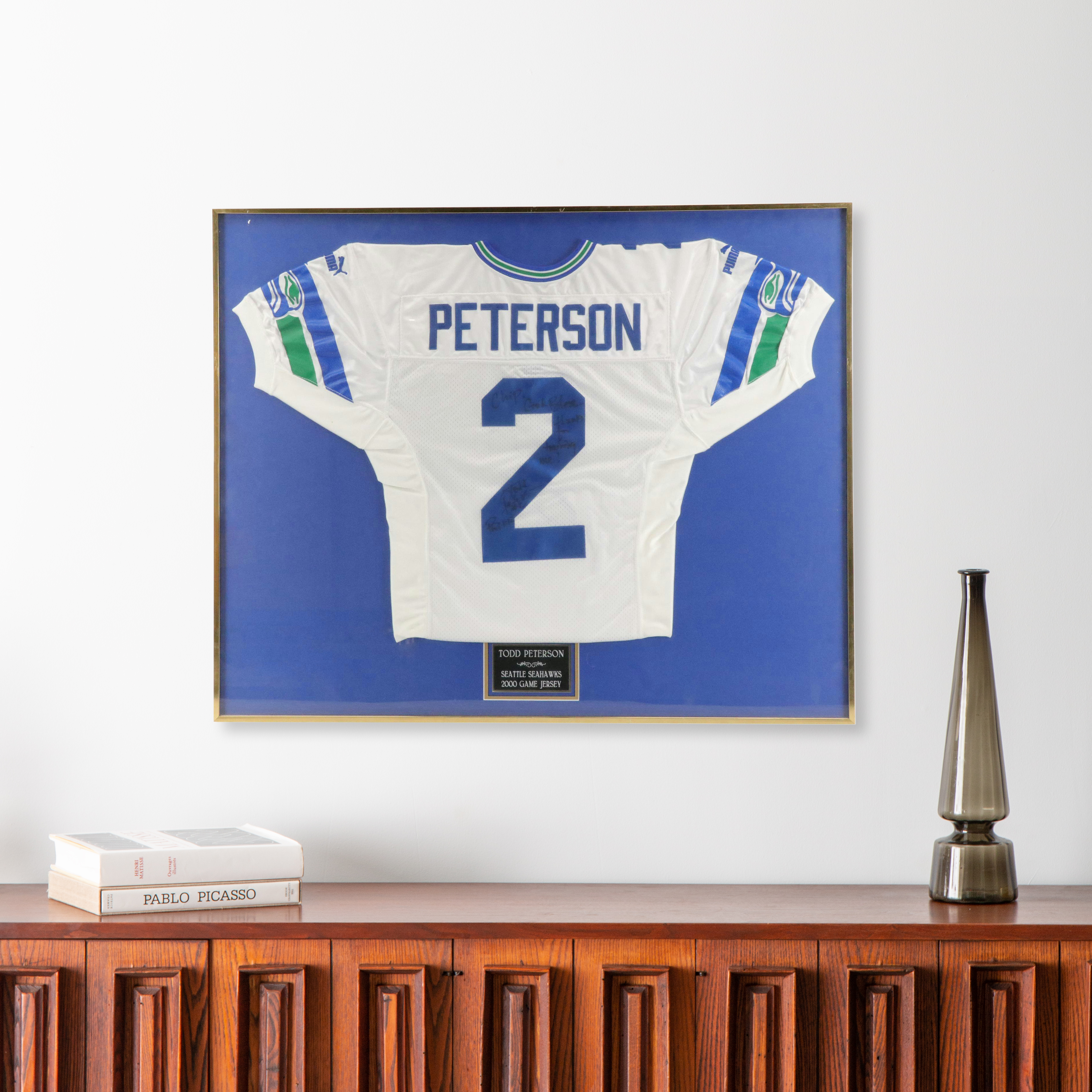 Signed Todd Peterson Seattle Seahawks NFL Game Jersey in Frame