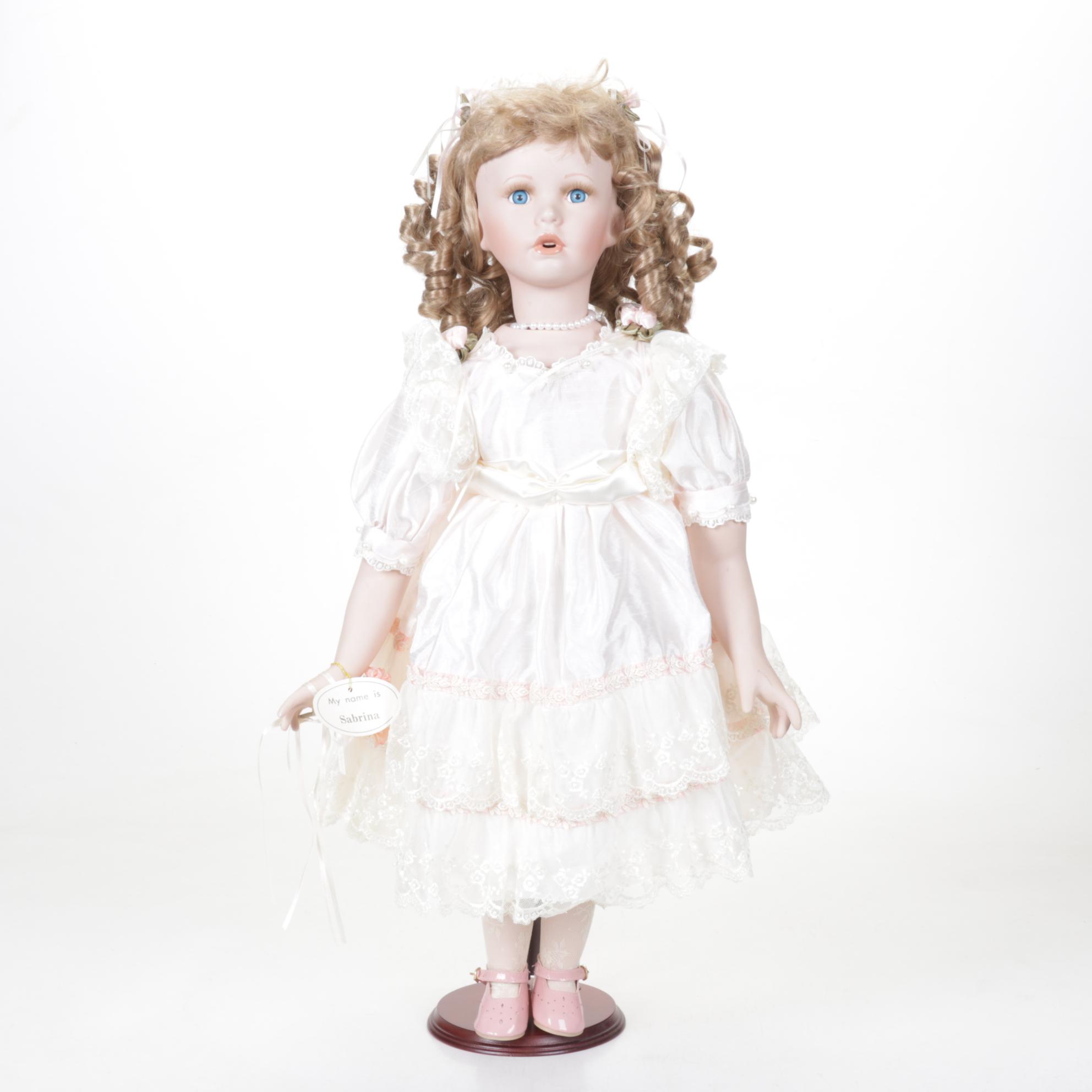 The Leonardo Collection "Sabrina" Porcelain Doll with Stand