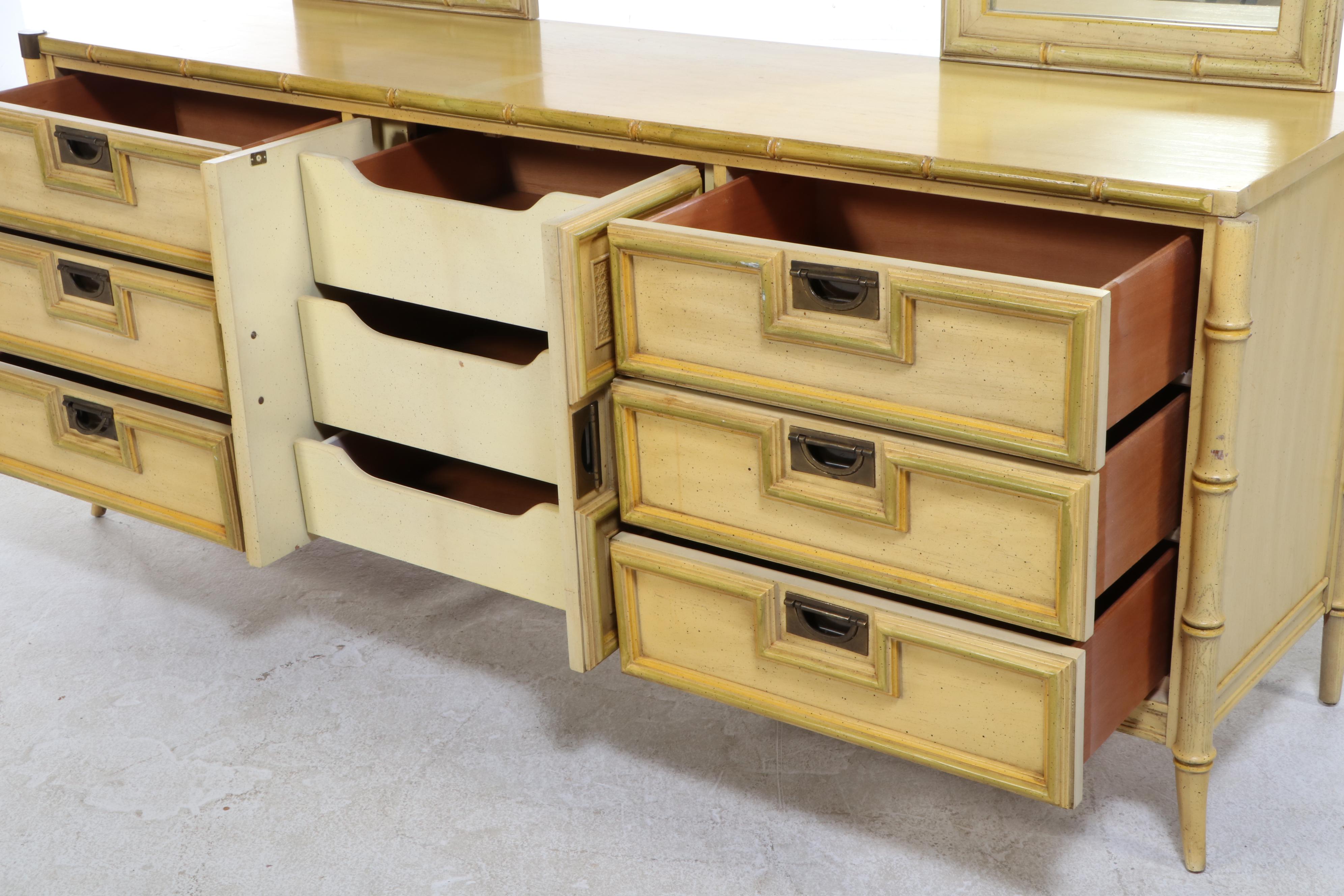 Stanley Furniture Paint-Decorated Faux-Bamboo Nine-Drawer Chinoiserie Dresser