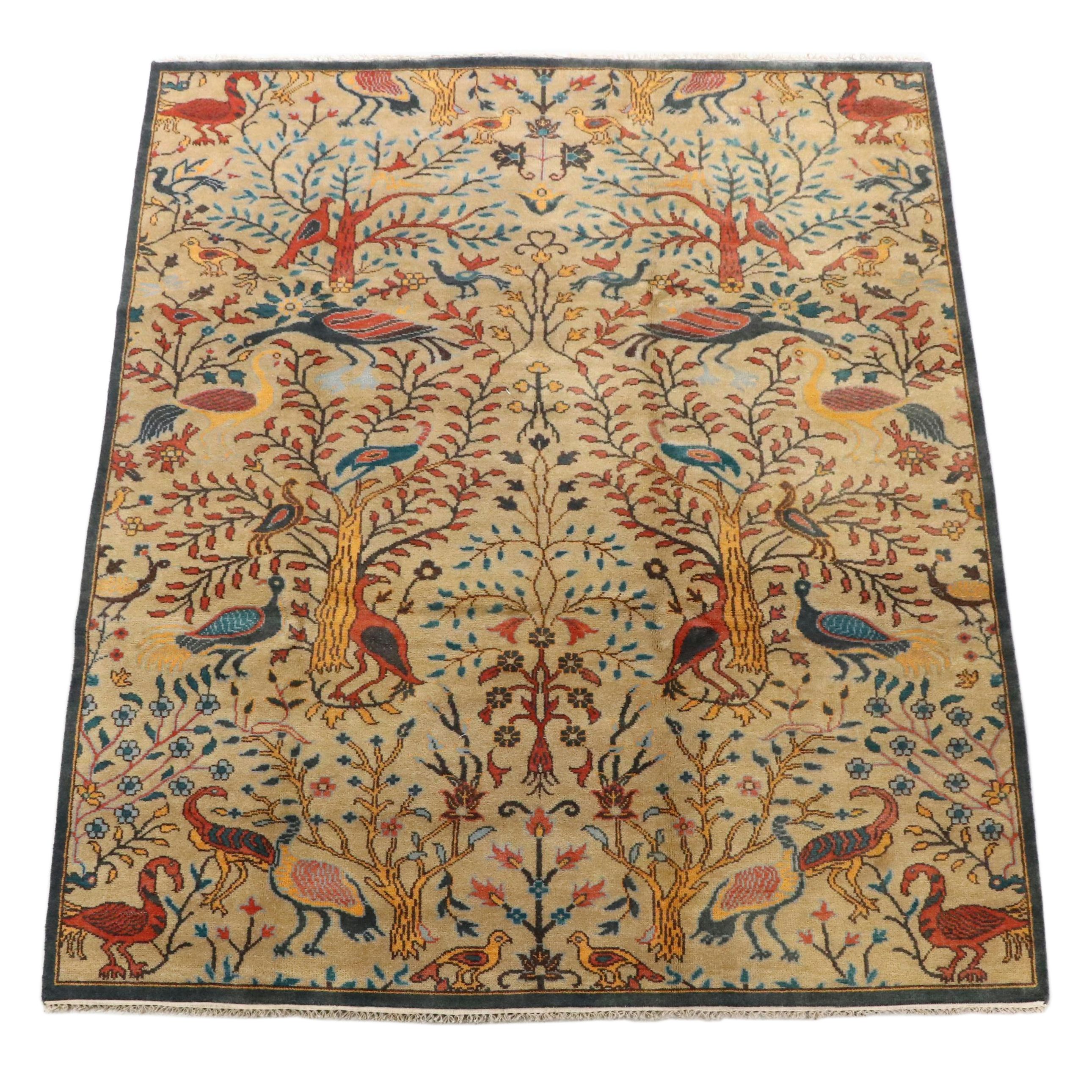 8'10 x 12'1 Hand-Knotted Indo-Persian Pictorial Room-Sized Rug