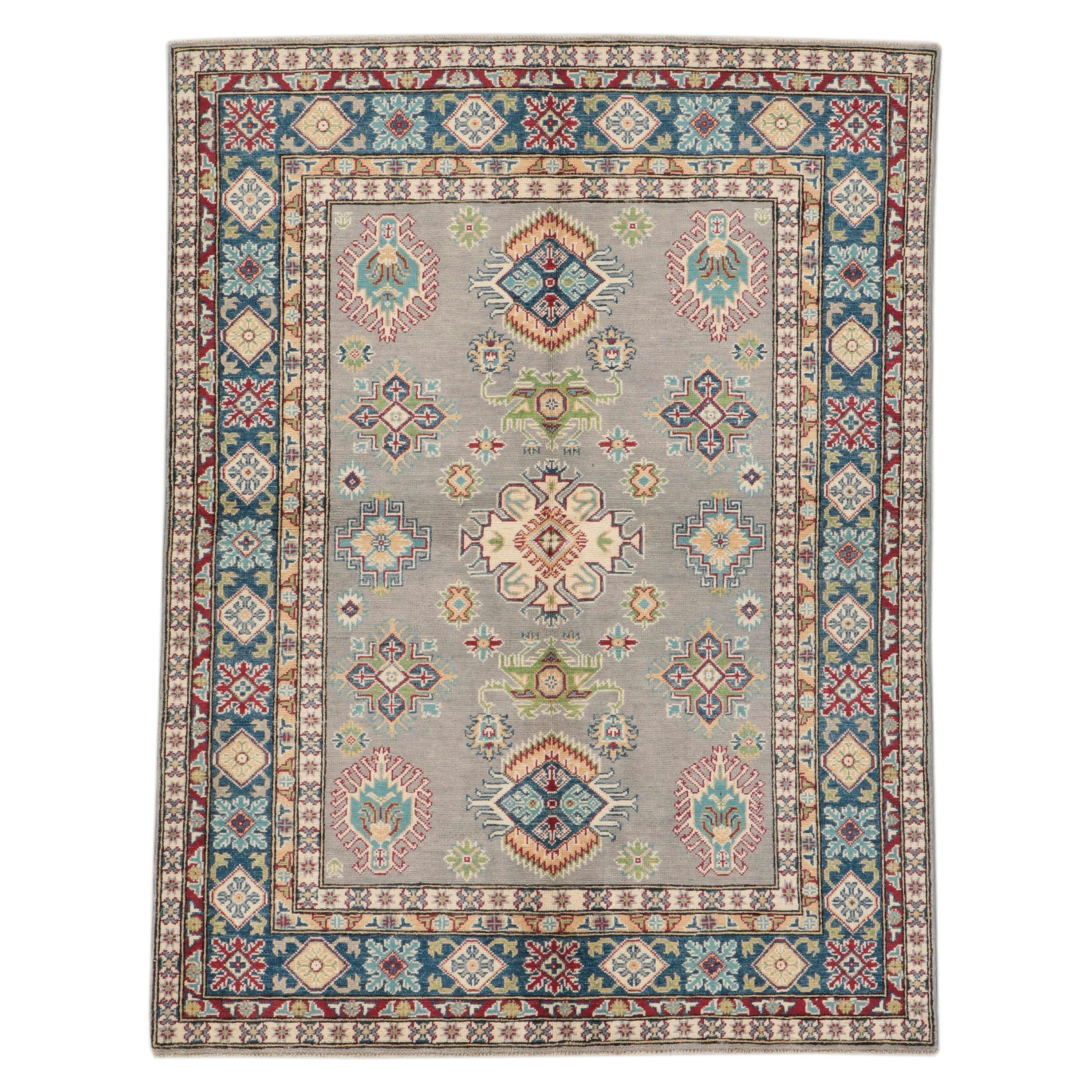 5'1 x 6'8 Hand-Knotted Pakistani Kazak Area Rug
