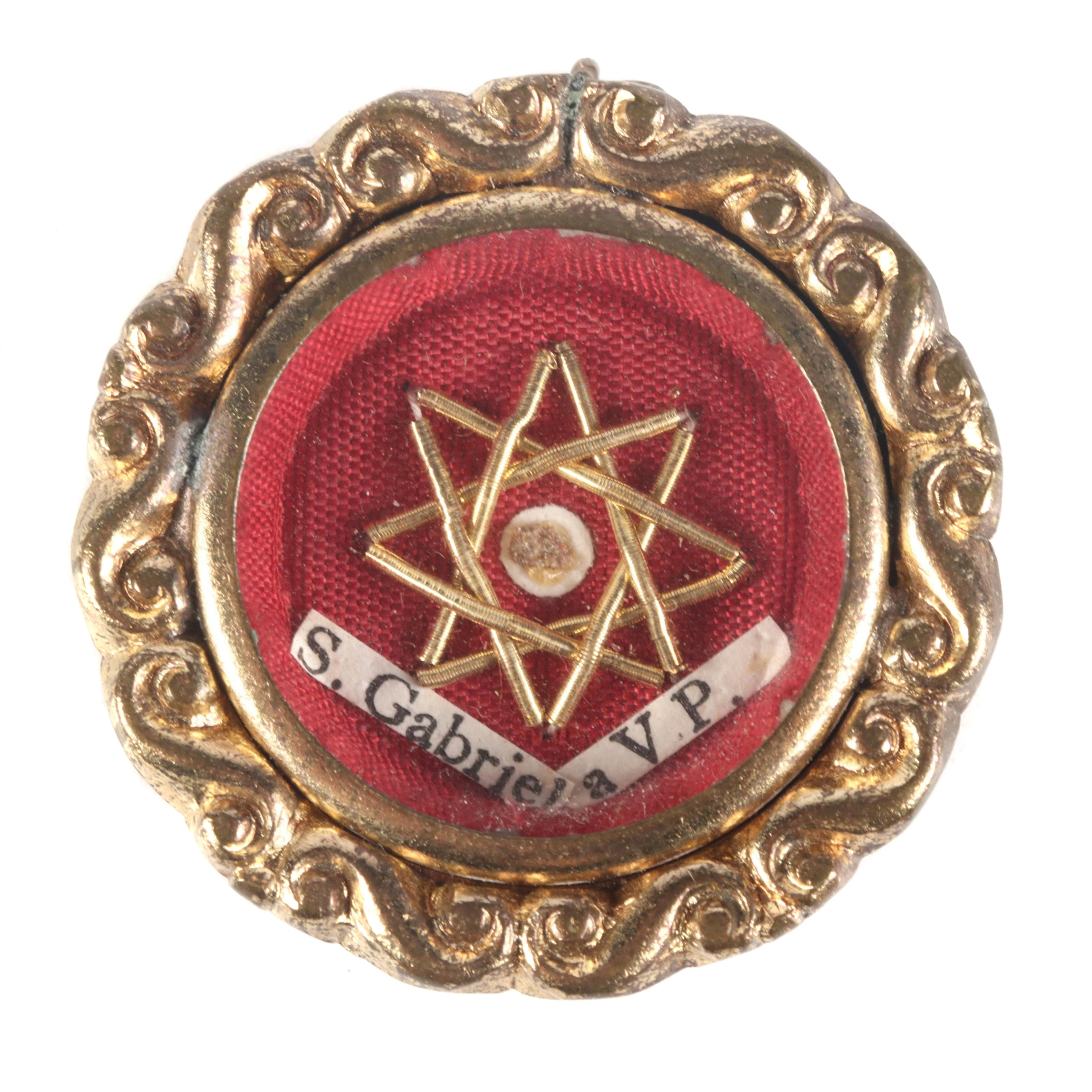 First Class Relic of Saint Gabriel of Our Lady of Sorrows Reliquary with Seal