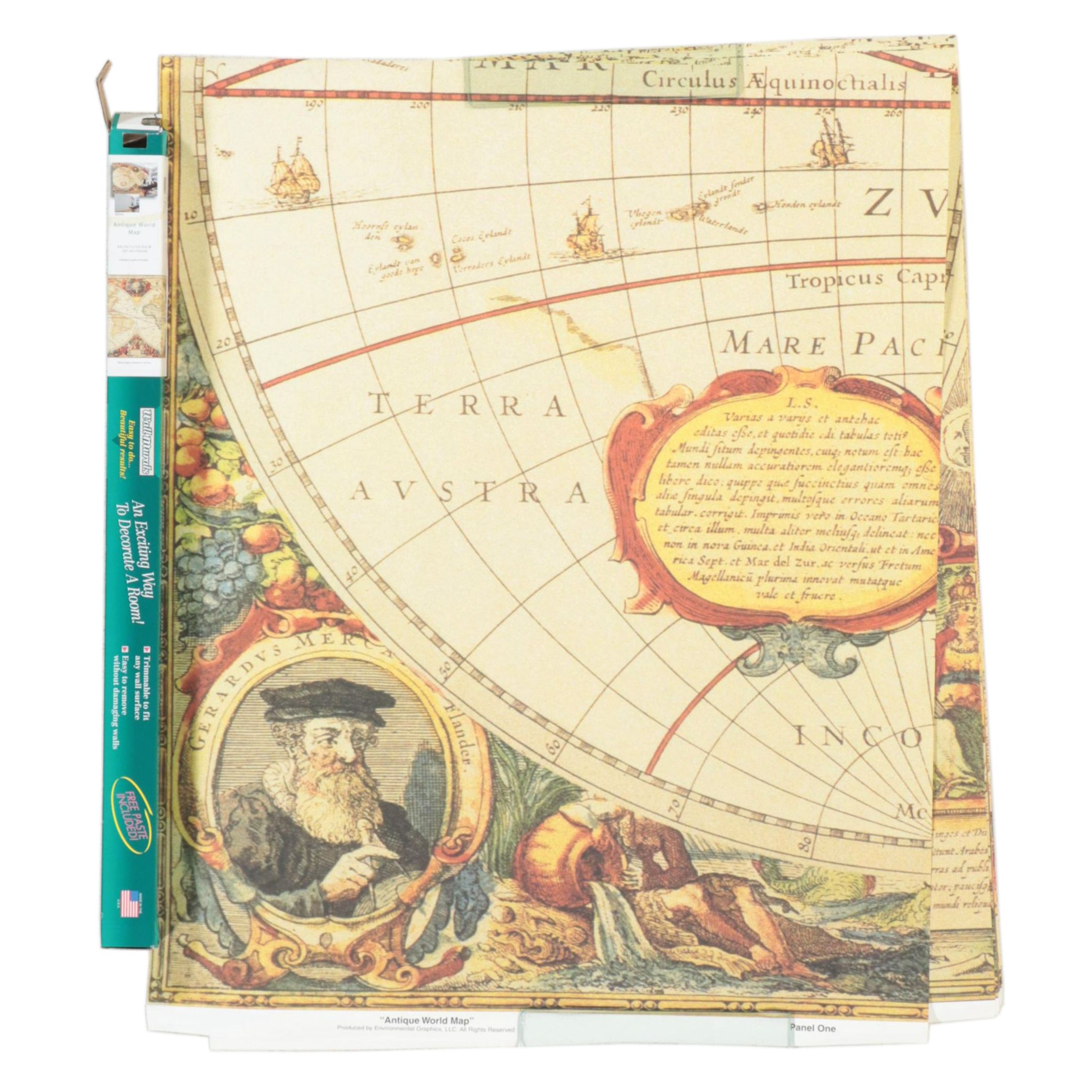 Environmental Graphics "Antique World Map" Wall Mural