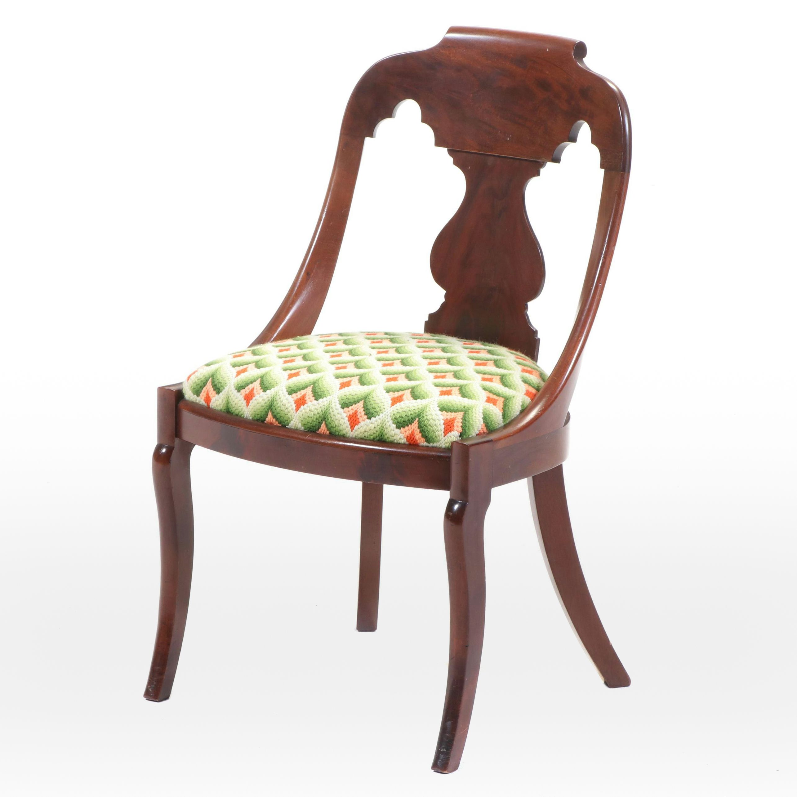 Classical Style Figured Mahogany Side Chair, Early 20th Century