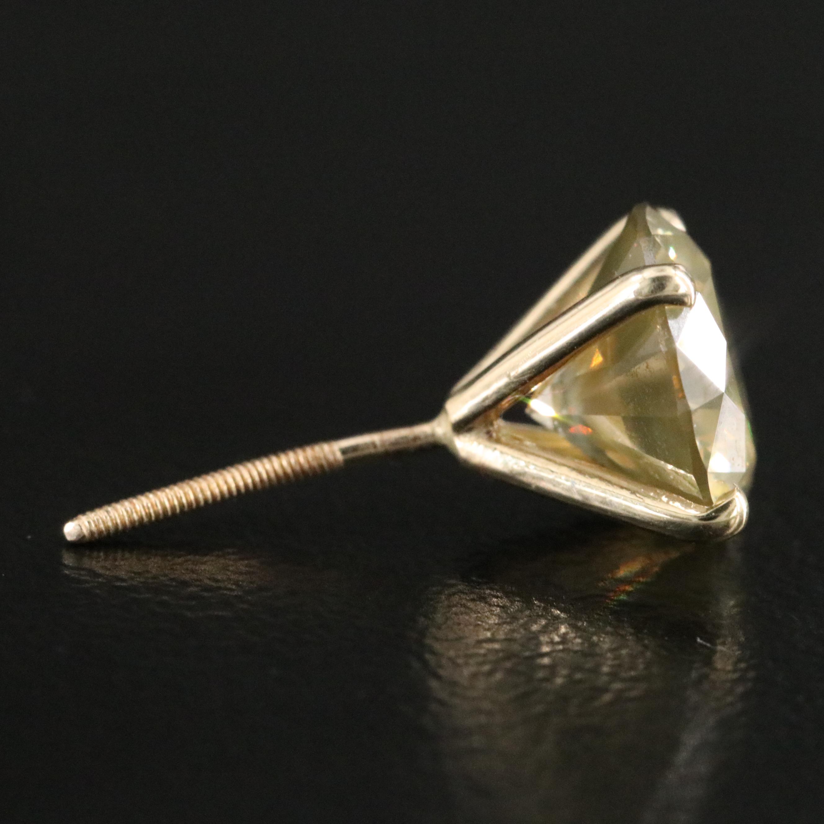 14K 3.90 CTW Fancy Yellow Diamond Martini Stud Earrings