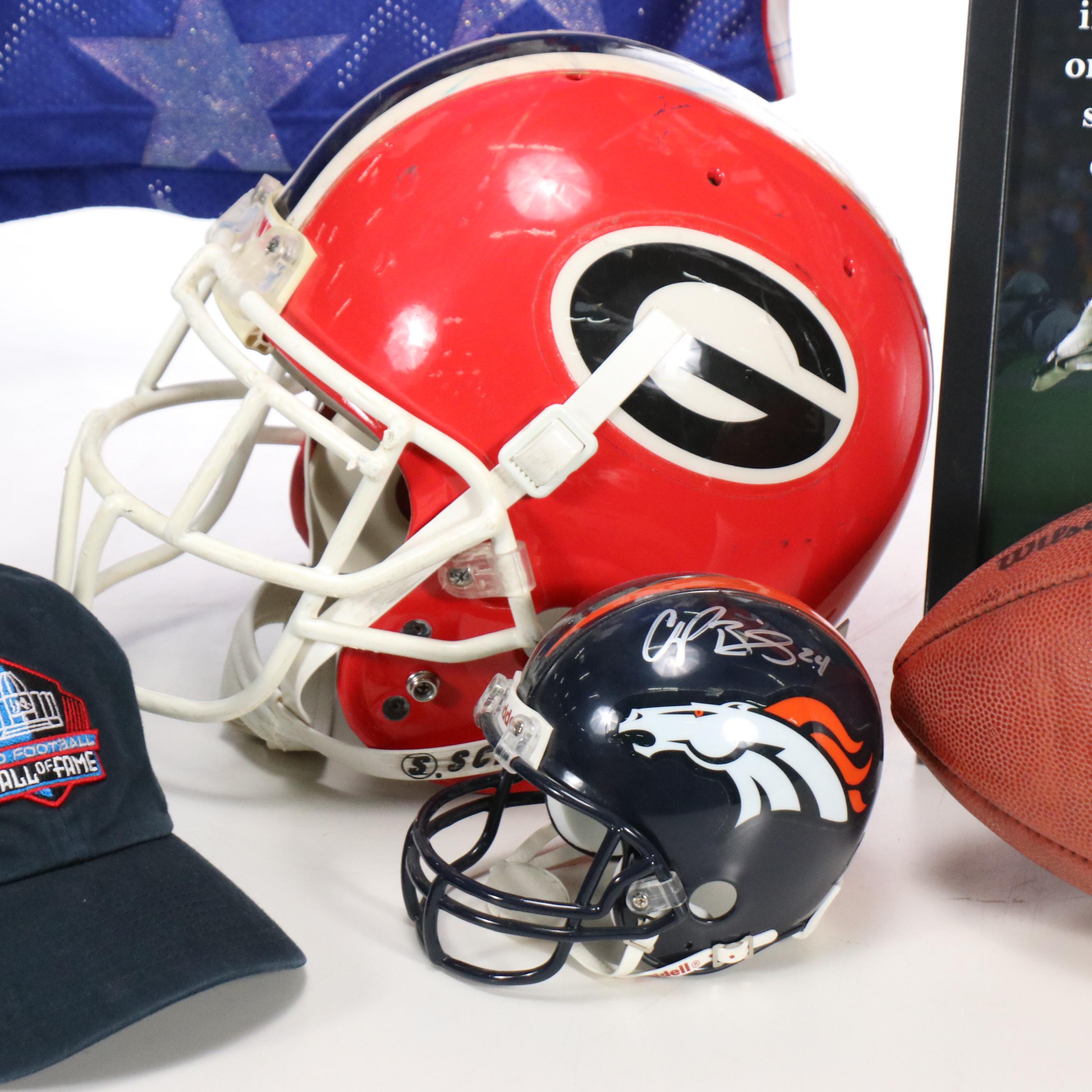 Champ Bailey Signed Pro Bowl Jersey with Game Worn Georgia Helmet and More