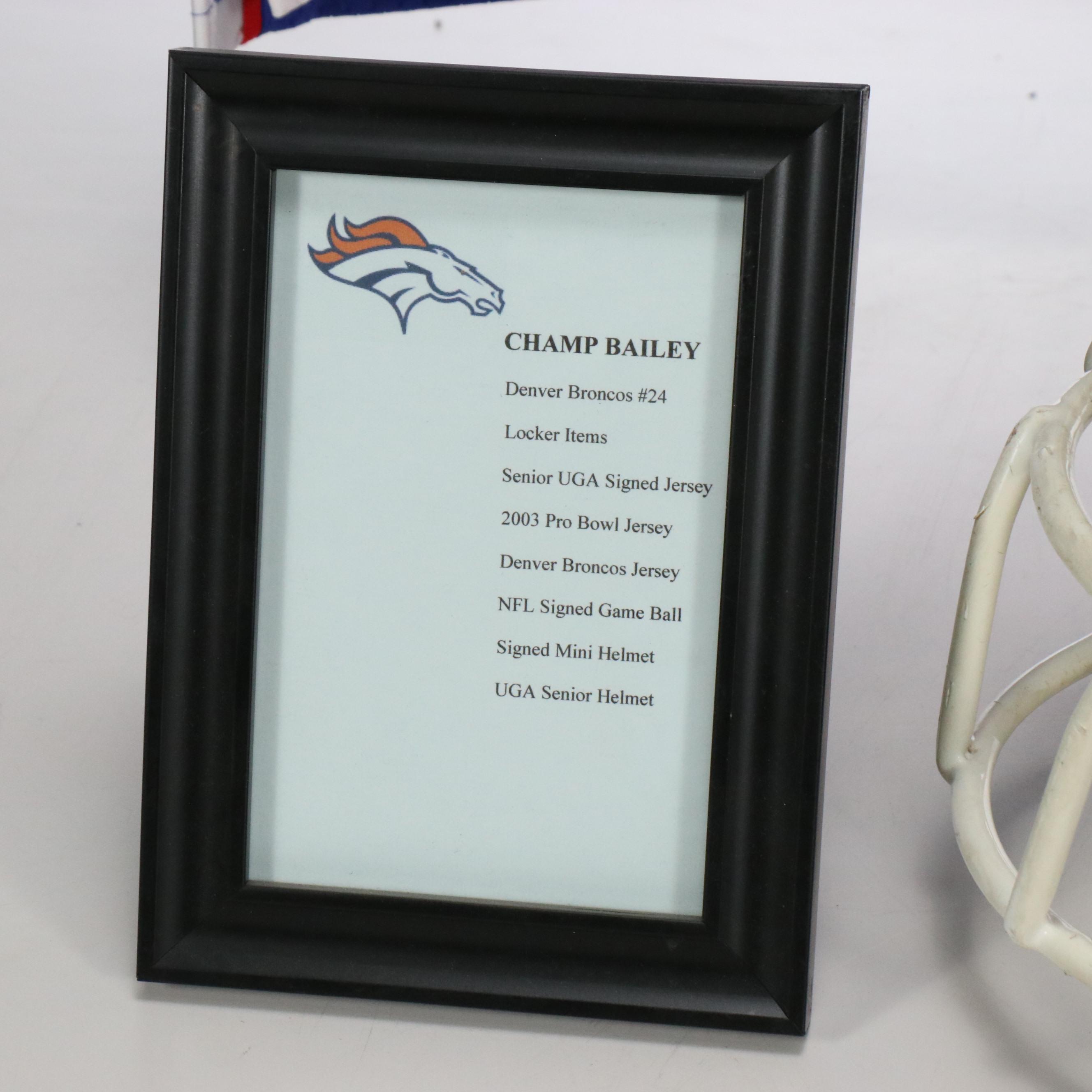 Champ Bailey Signed Pro Bowl Jersey with Game Worn Georgia Helmet and More