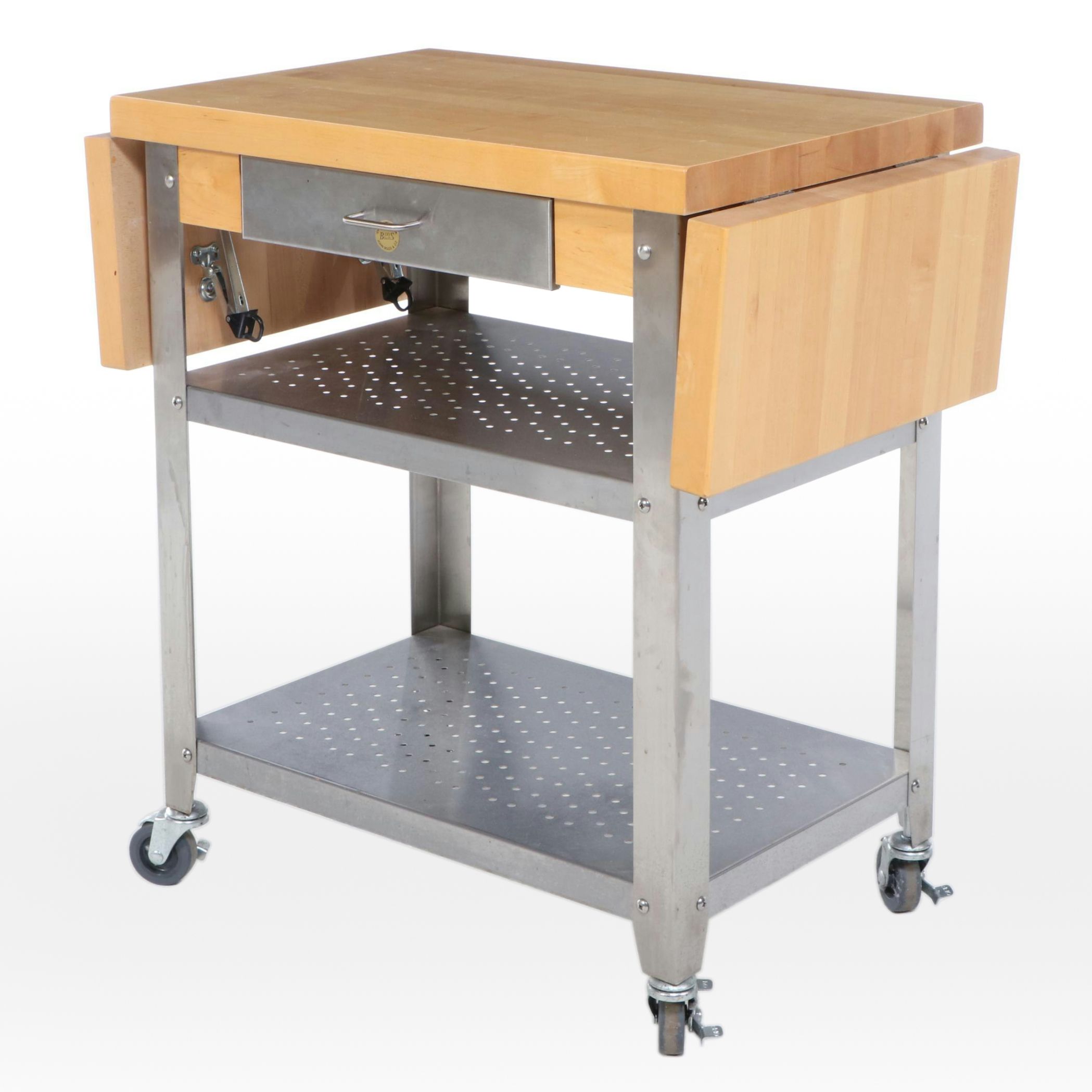 John Boos & Co. Butcher Block Top Stainless Steel Kitchen Cart