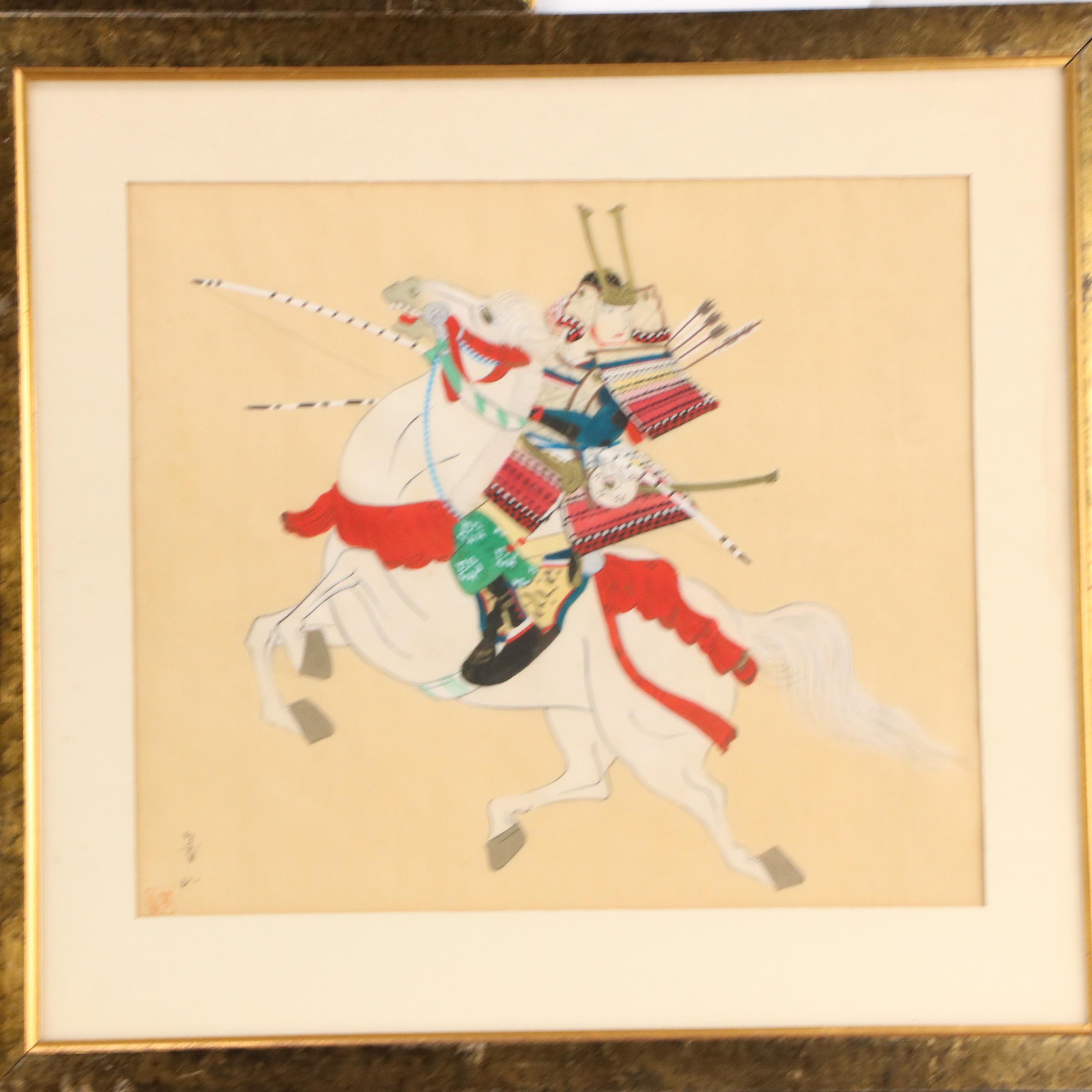 Japanese Gouache Paintings of Samurai