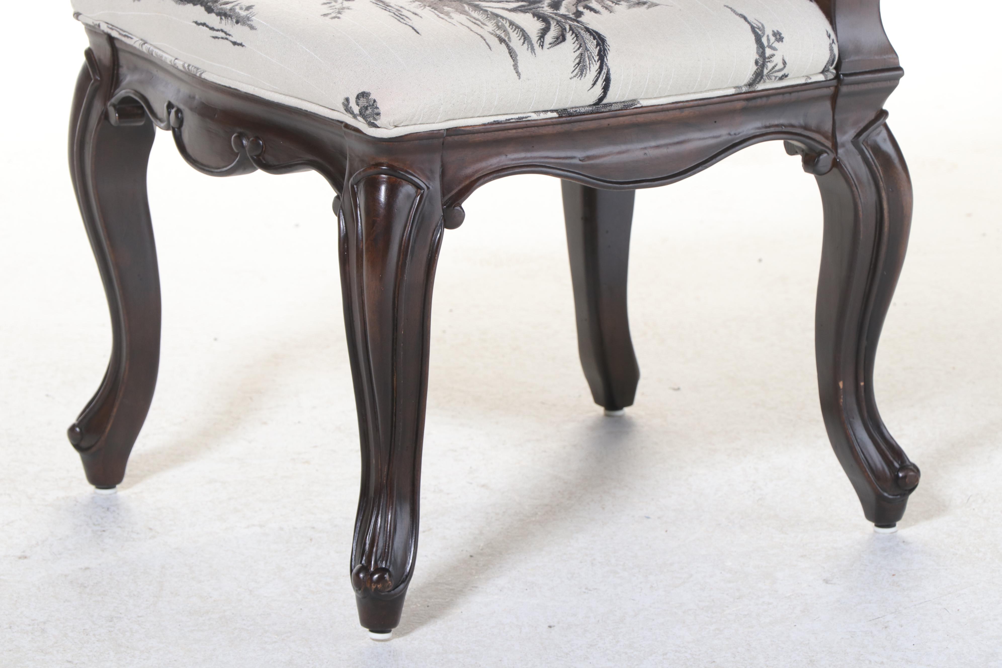 Four Drexel Heritage Louis XV Style Chinoiserie-Upholstered Dining Chairs