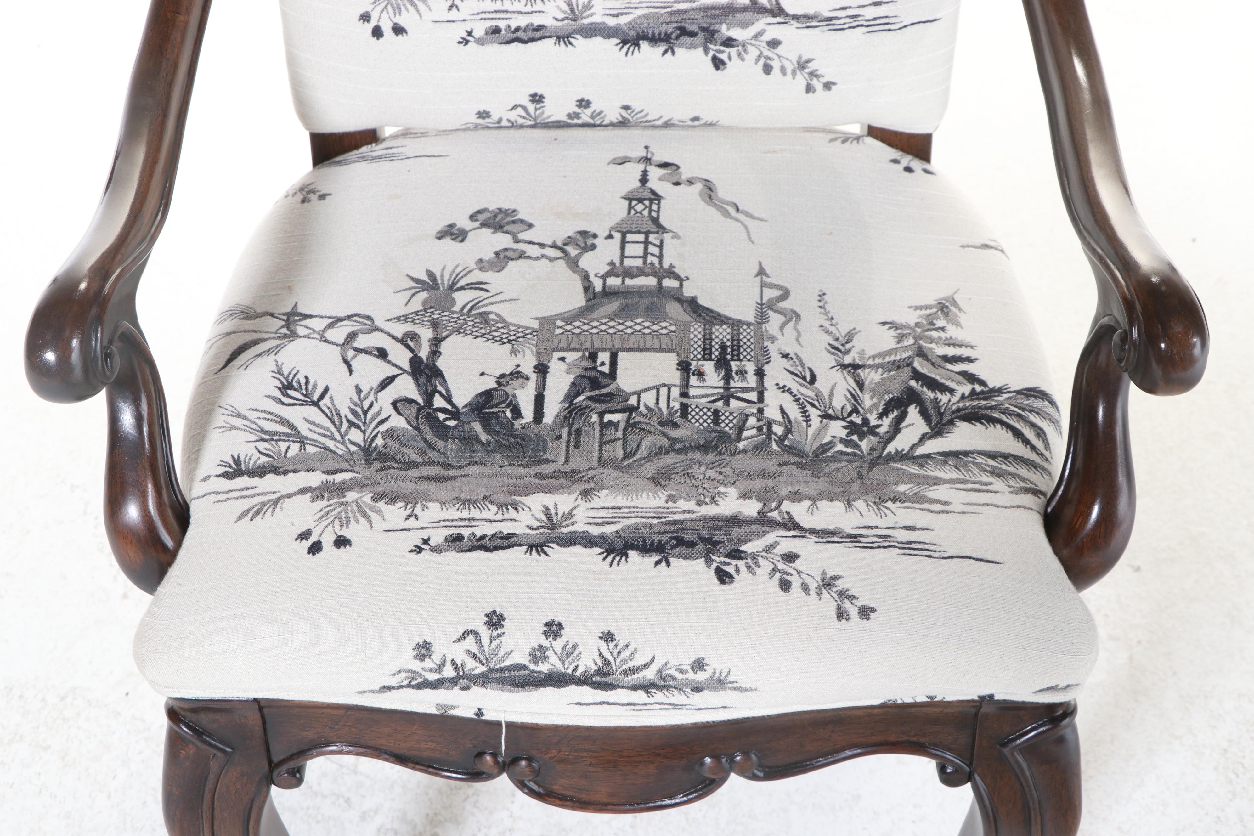 Four Drexel Heritage Louis XV Style Chinoiserie-Upholstered Dining Chairs